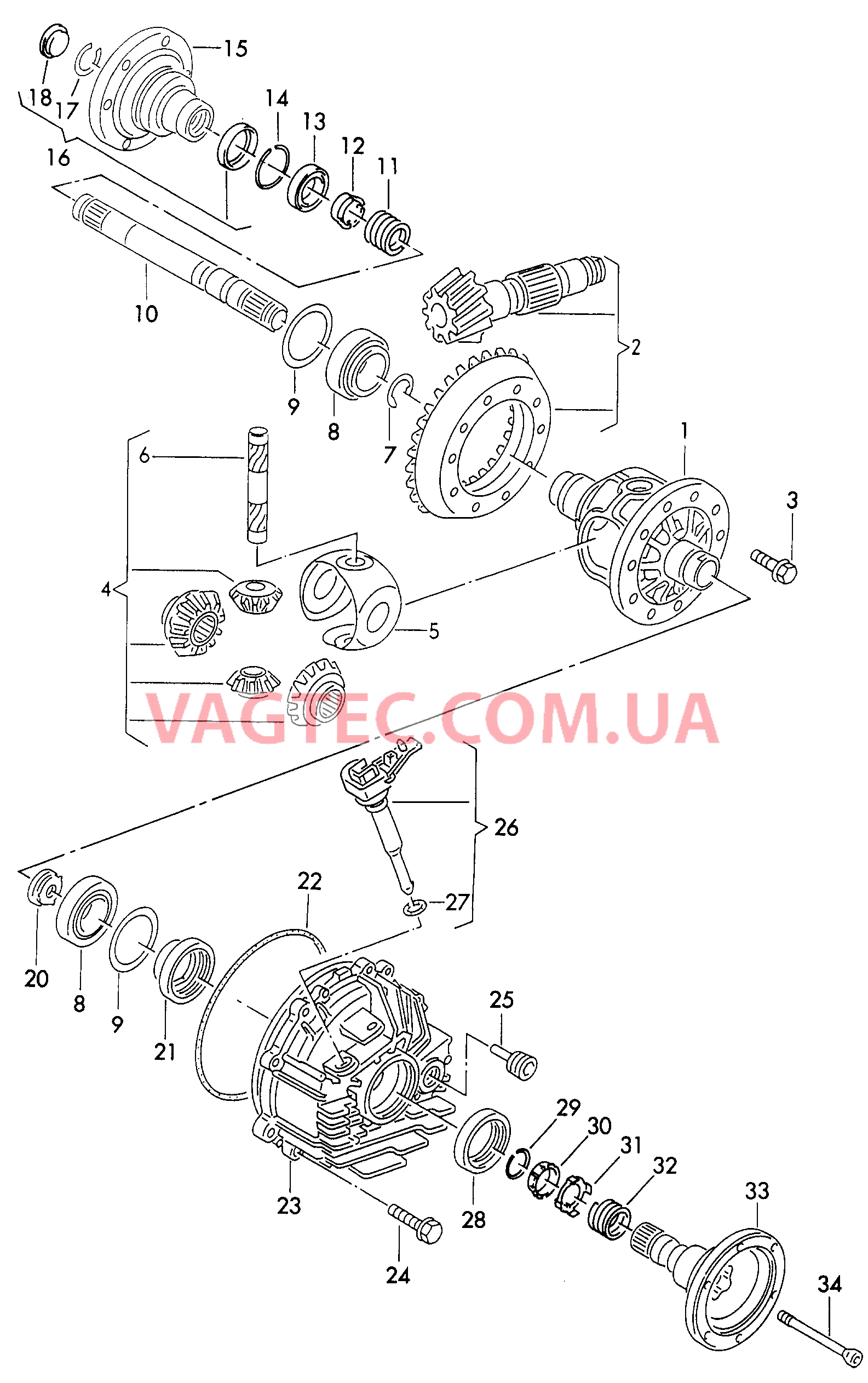  AUDI A6 Дифференциал Агрегат, приводной для 4-ступенчатой АКП  для AUDI A6 2001