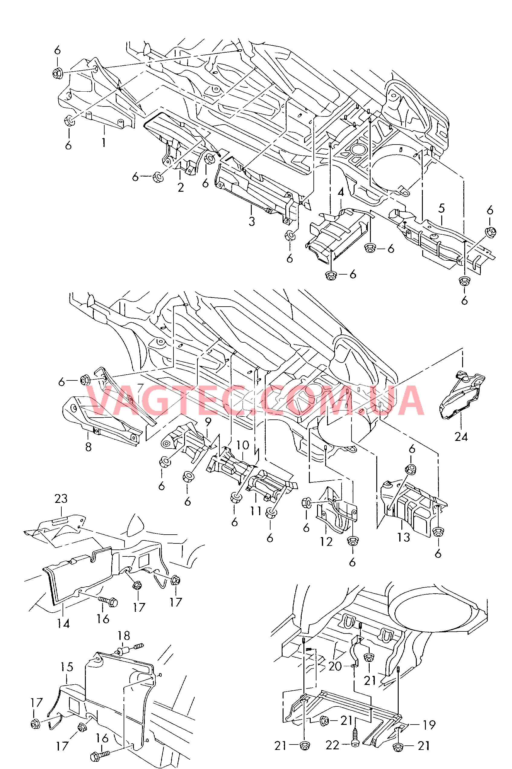 Теплоизоляция днища Облицовка топливного бака  для AUDI A6 2002