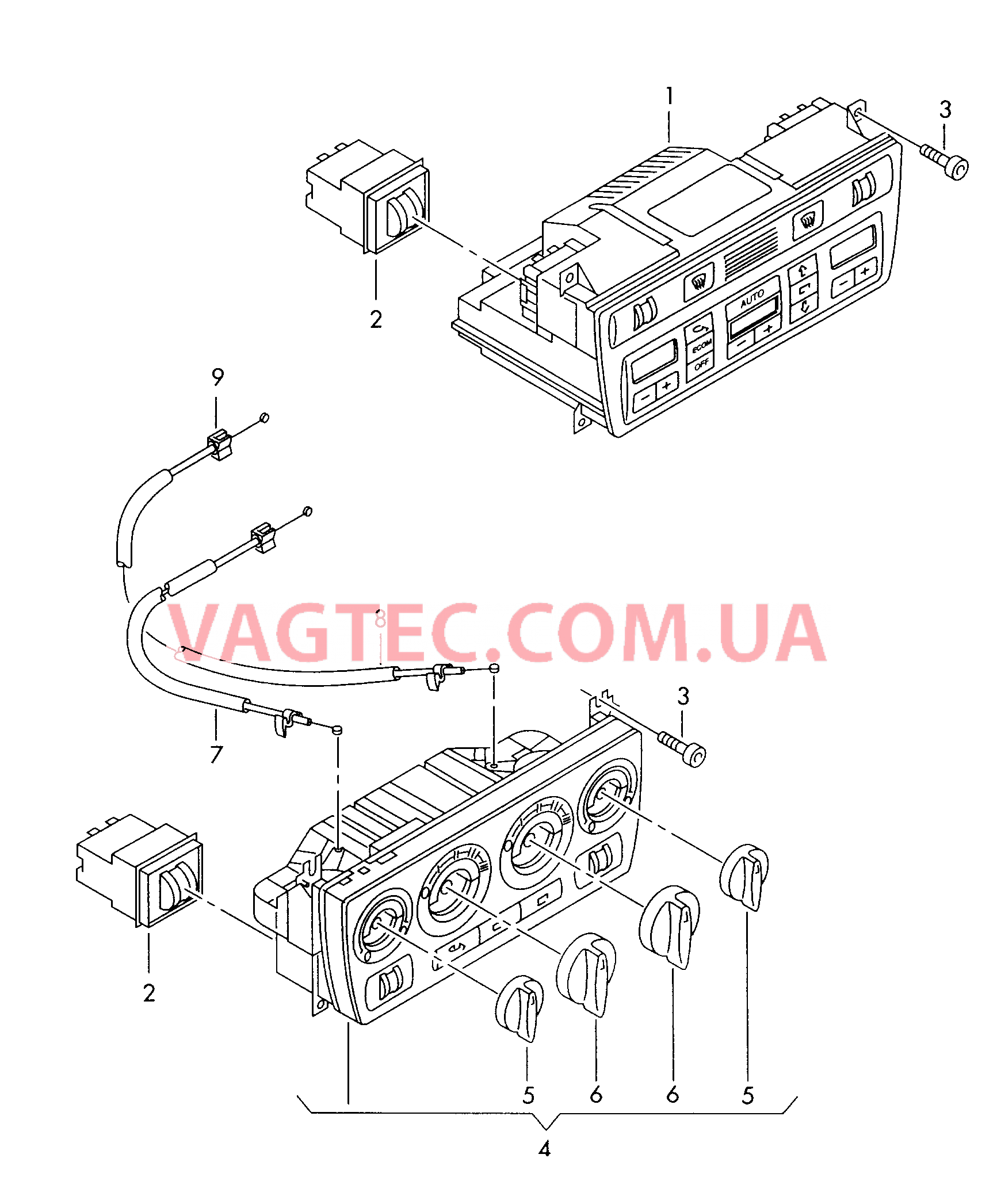 Панель управления и индикации климатической установки CLIMATRONIC  для AUDI RS6 2003