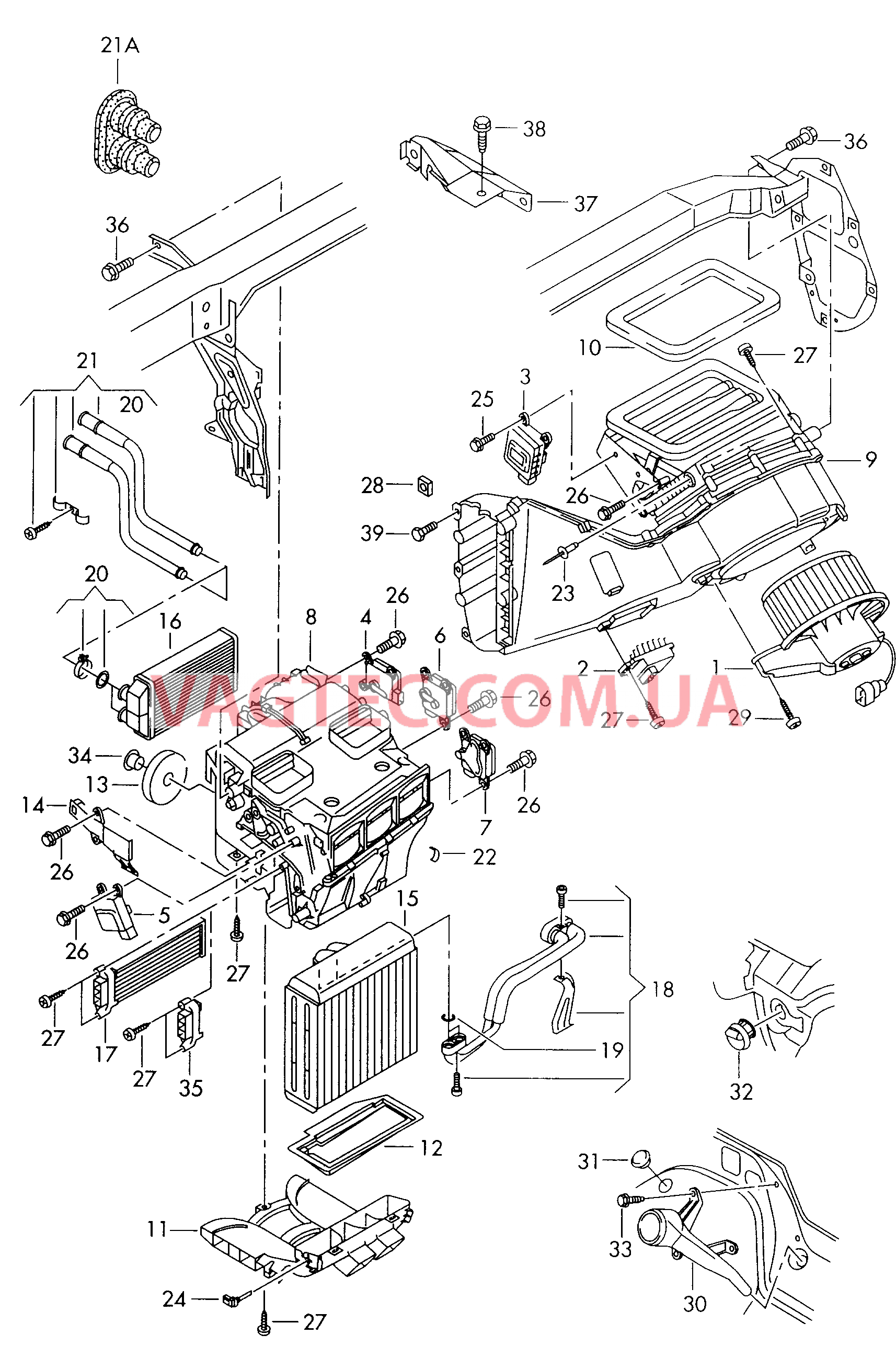 Отопитель Испаритель Вентилятор F 4B-X-025 001>>* для AUDI A6Q 2000