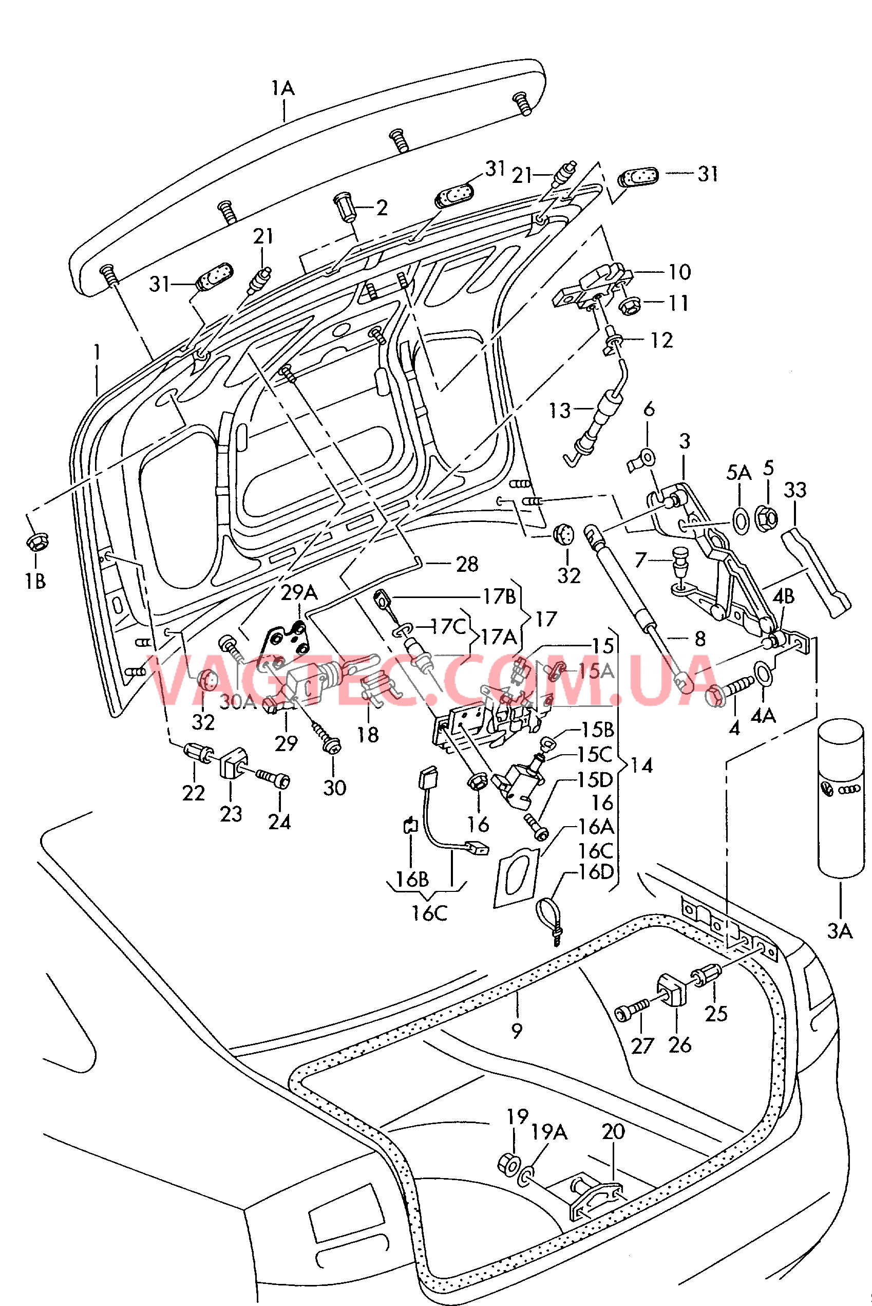 Крышка багажного отсека  для AUDI A6Q 2002