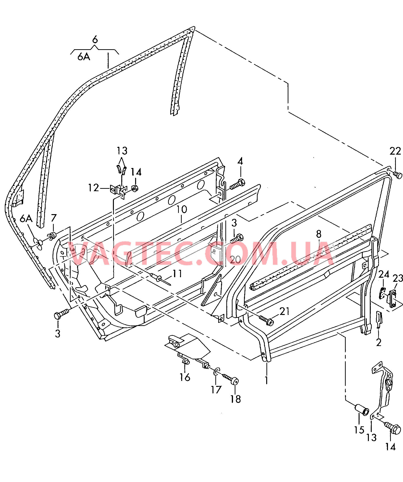 Основание для деталей и узлов двери с рамкой стекла двери  для AUDI A6AR 2005