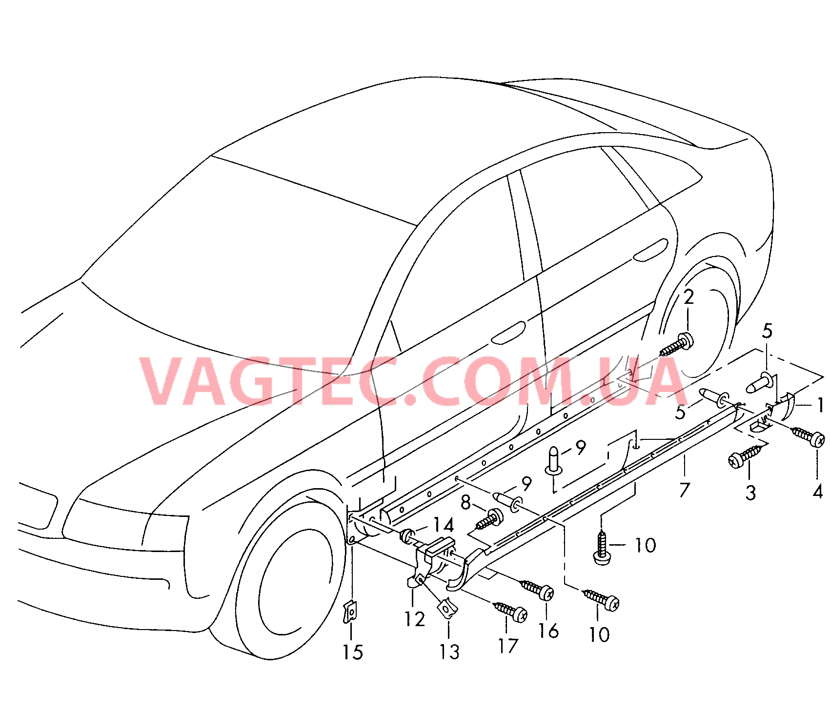 Облицовка порога  для AUDI A6Q 2000