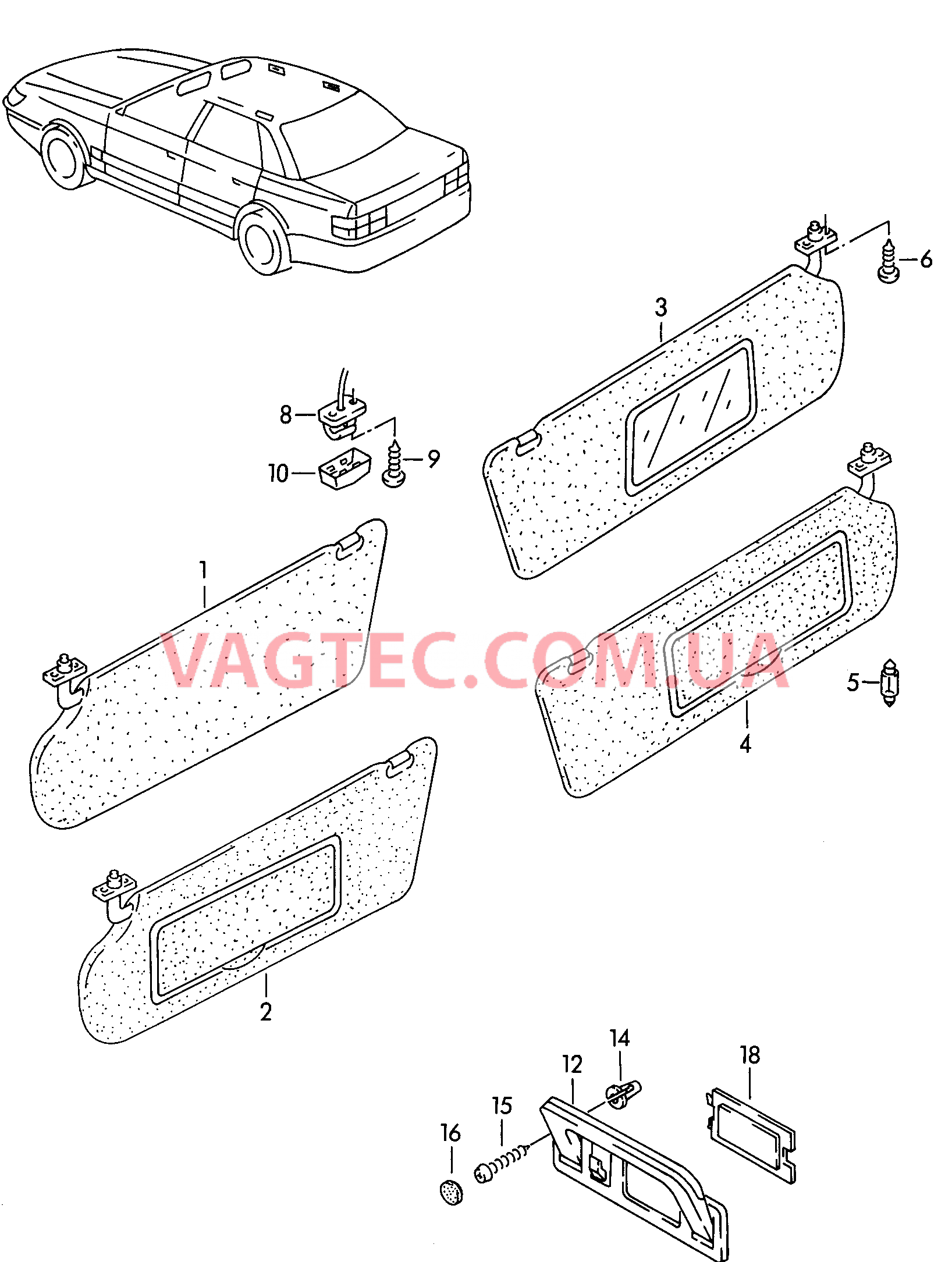 Козырьки солнцезащитные Ручка, складная Крючок для одежды F             >> 4B-3-045 000* F             >> 4B-3-060 000* для AUDI A6Q 2003