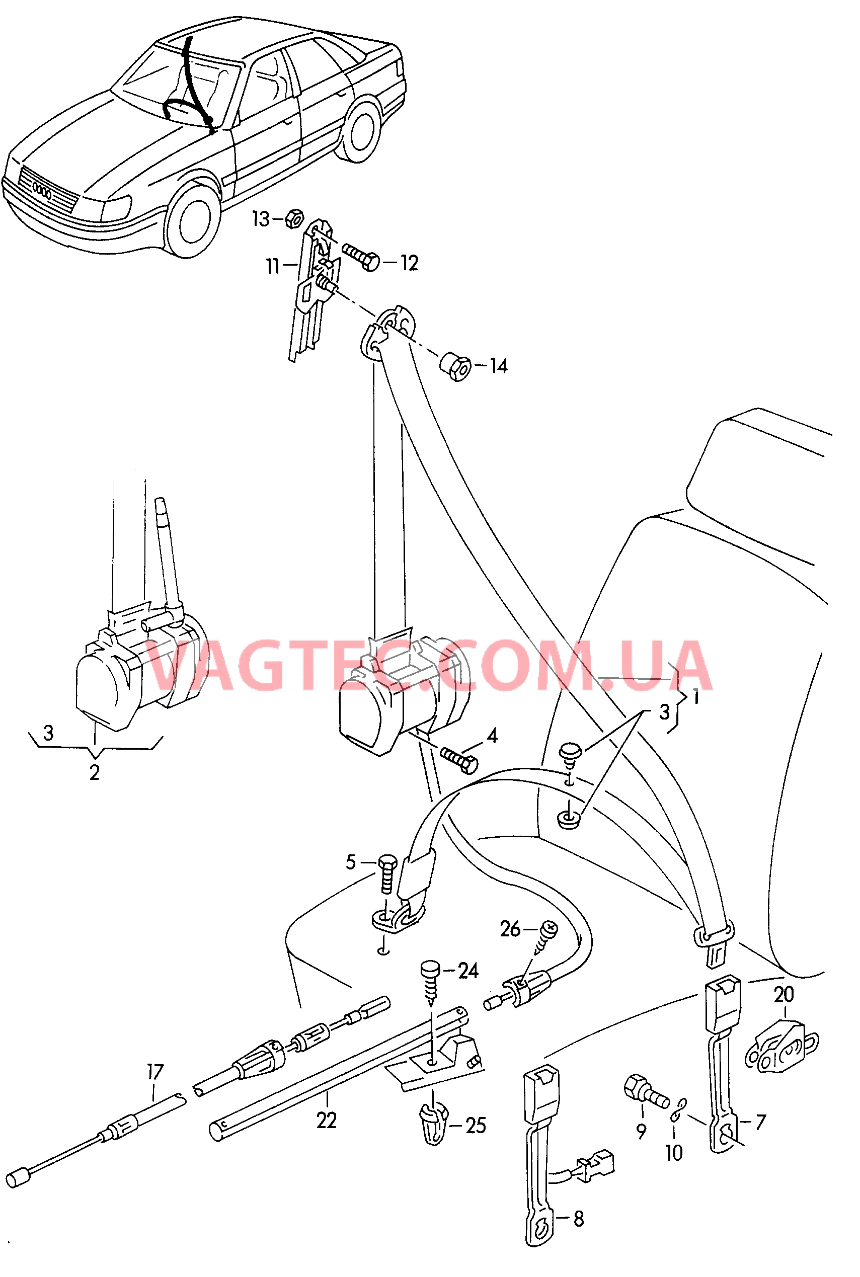 Трехточечн. ремень безопасн.  для AUDI A6Q 2002