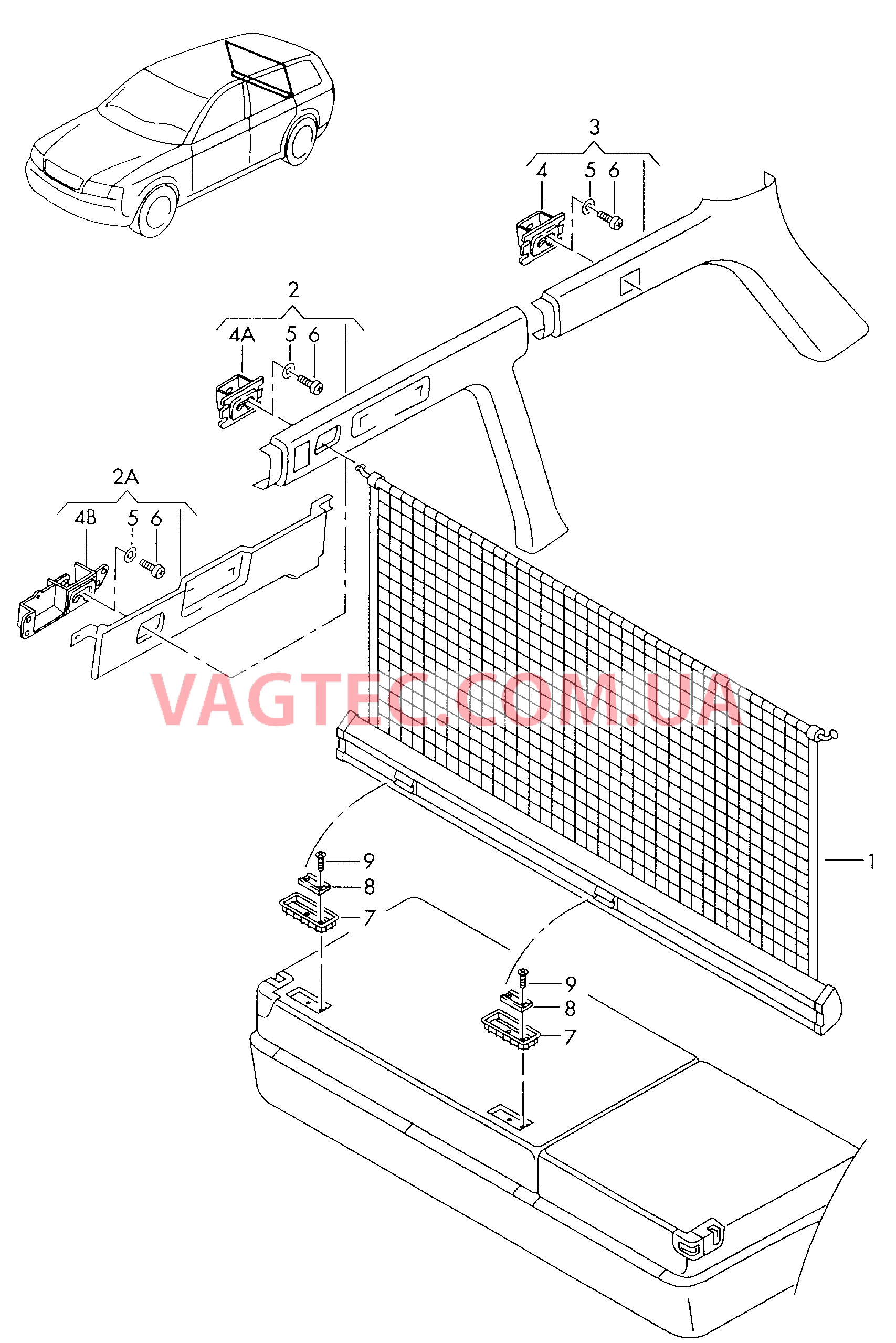 Перегородка между кабиной водителя и багажным отделением  для AUDI A6AR 2004