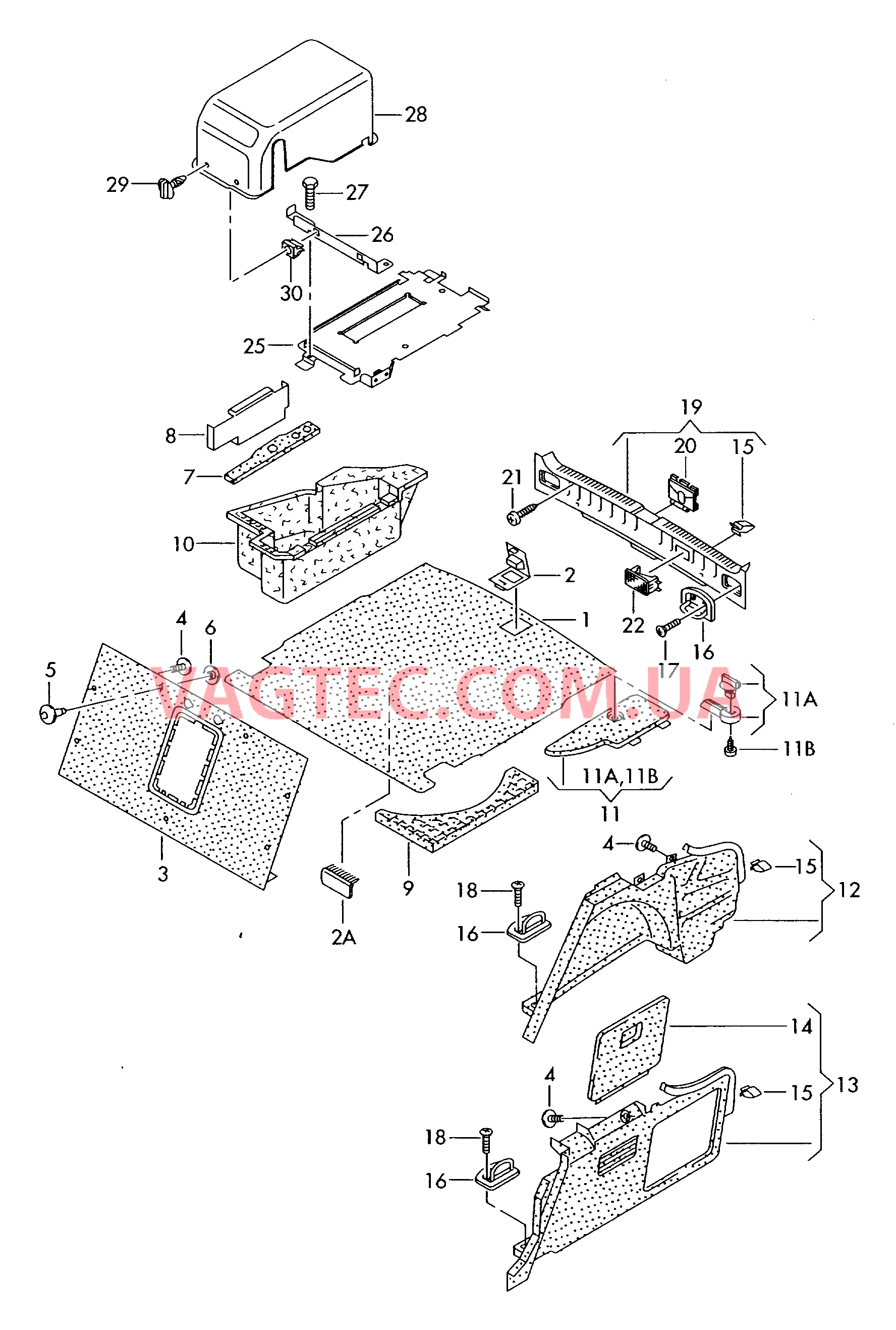 Обшивки багажника Облицовка задней панели  для AUDI A6Q 2001