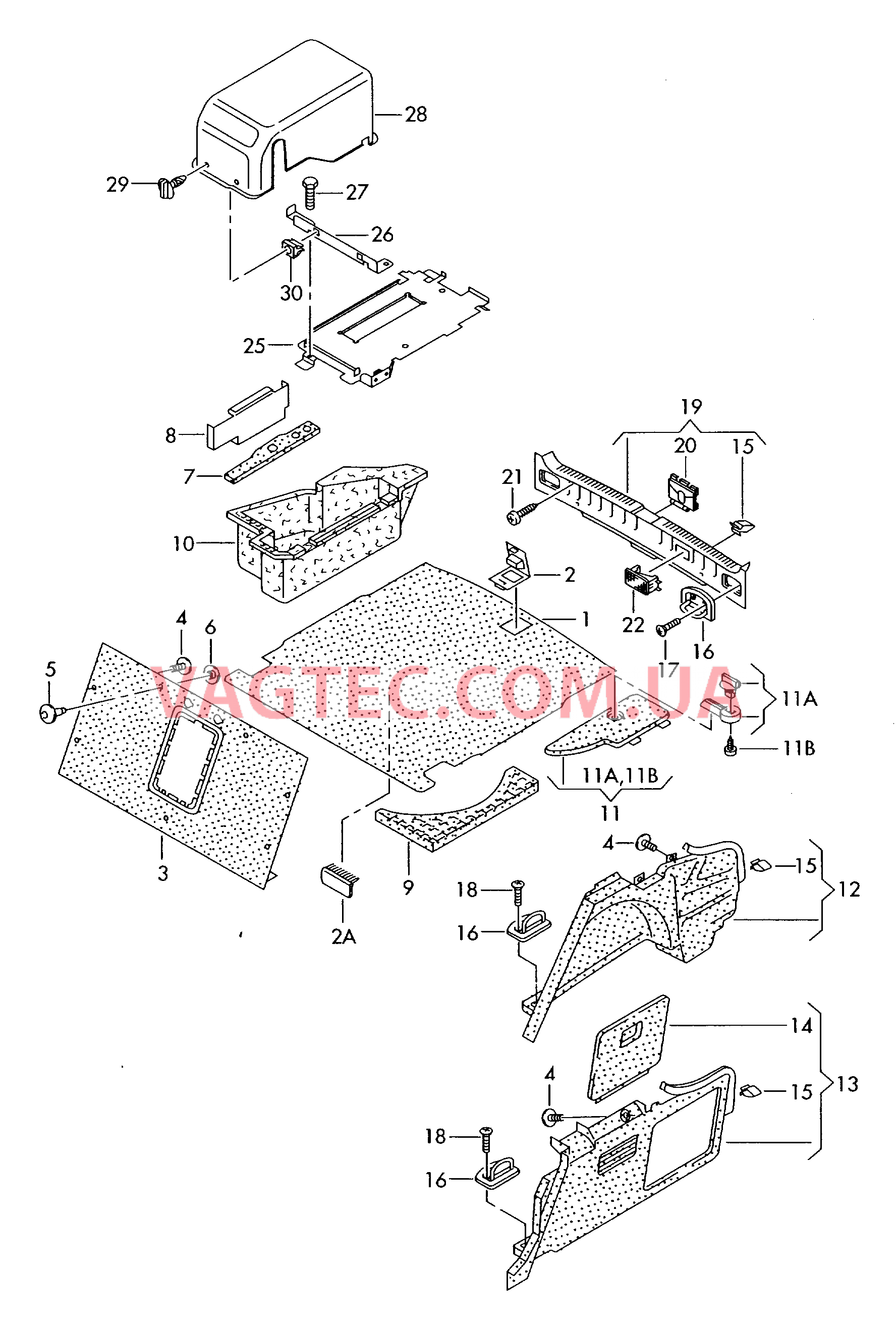 Обшивки багажника Облицовка задней панели  для AUDI A6 2004