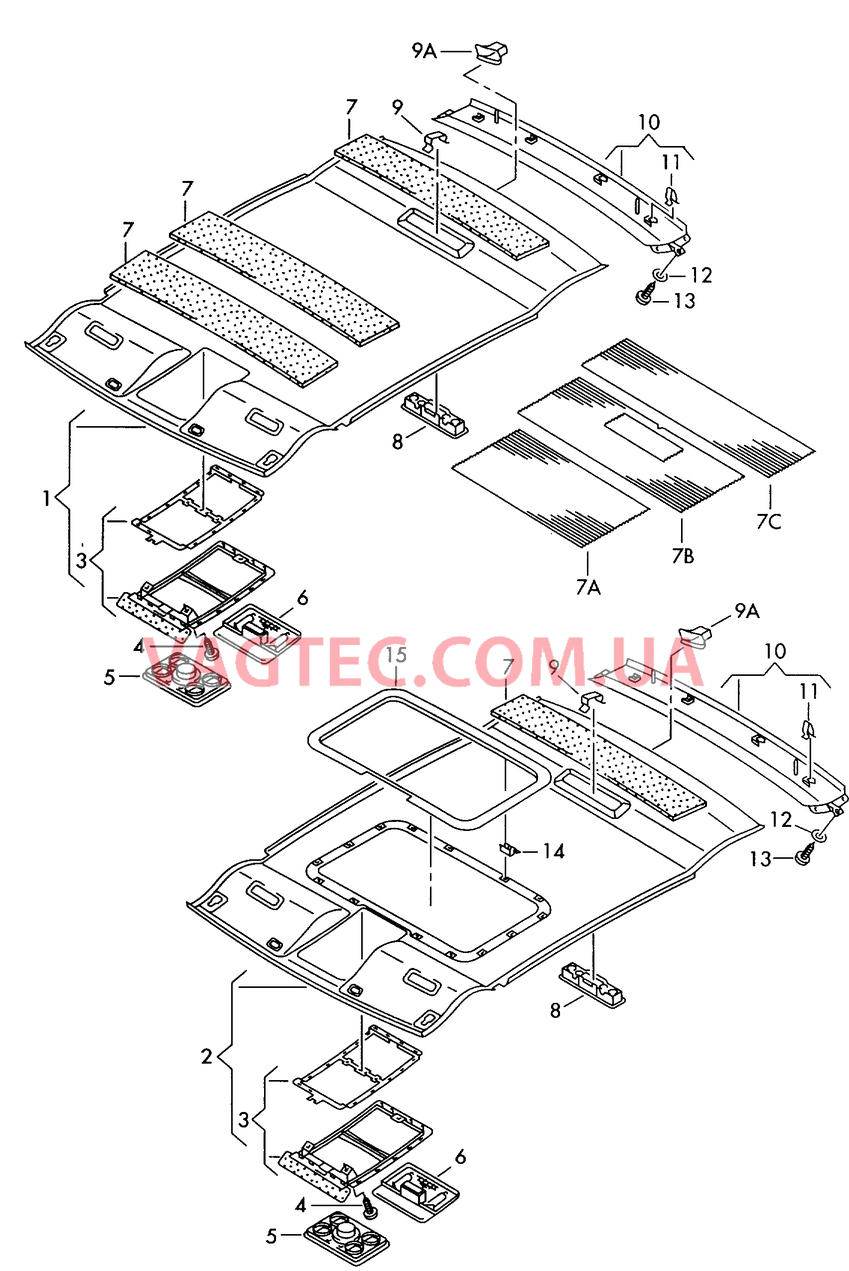 Обивка крыши Шумоизоляция крыши   F             >> 4B-3-045 000* F             >> 4B-3-060 000* для AUDI A6 2003