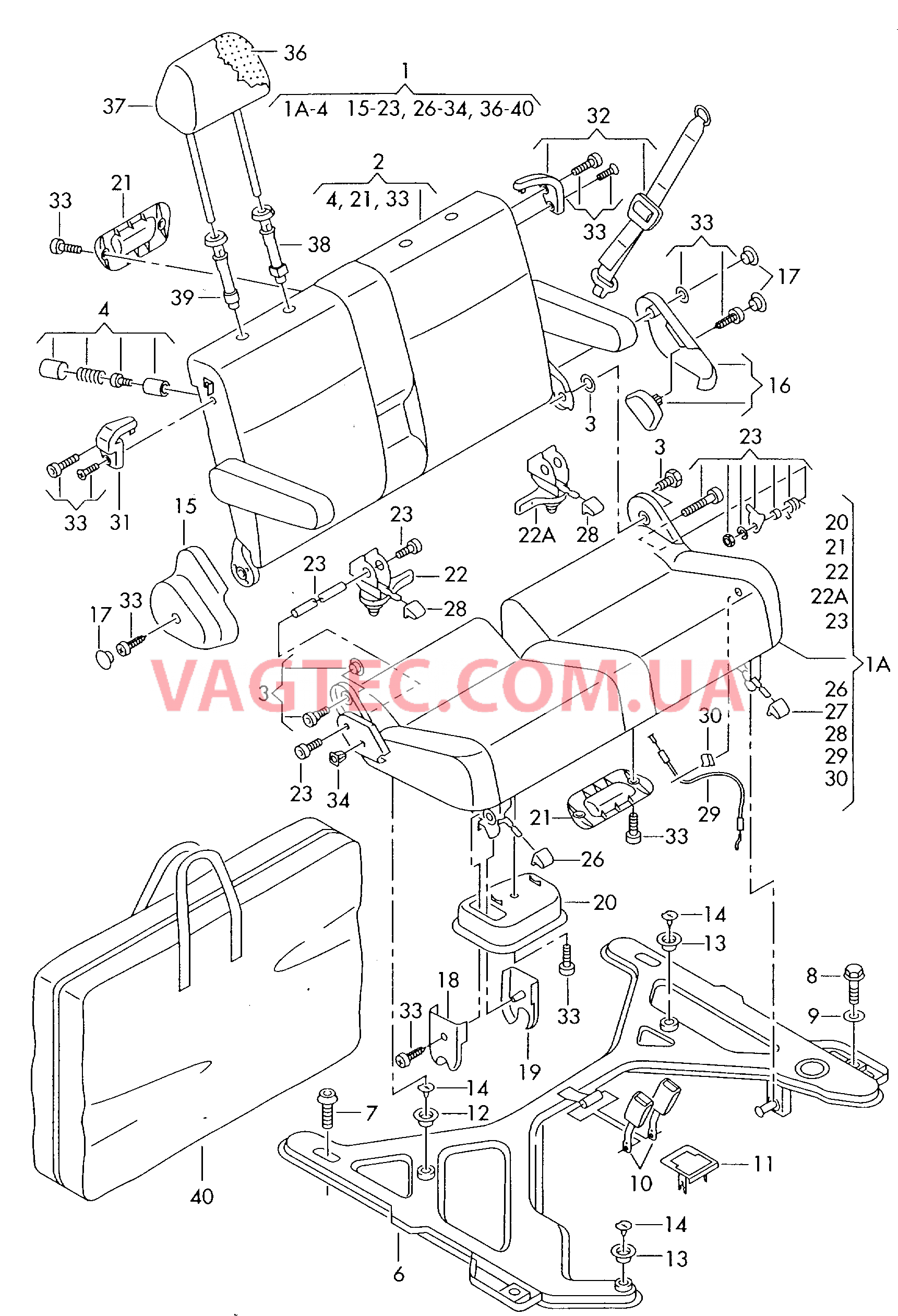 Многоместное детское сиденье с деталями крепления  для AUDI A6AR 2003