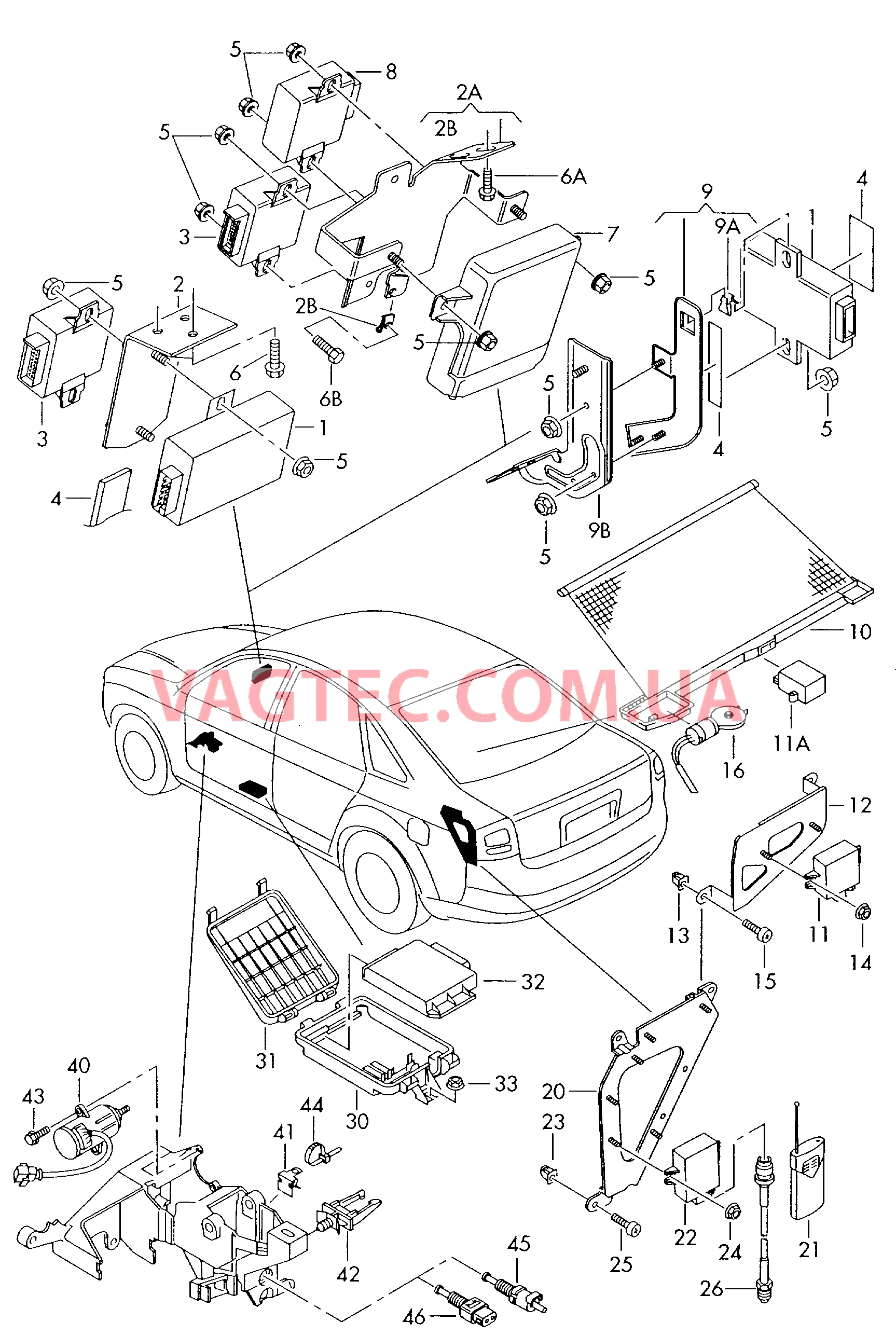 Блок управления систем комфорта  Выключатель на орг. ножн. упр.  для AUDI A6 2004