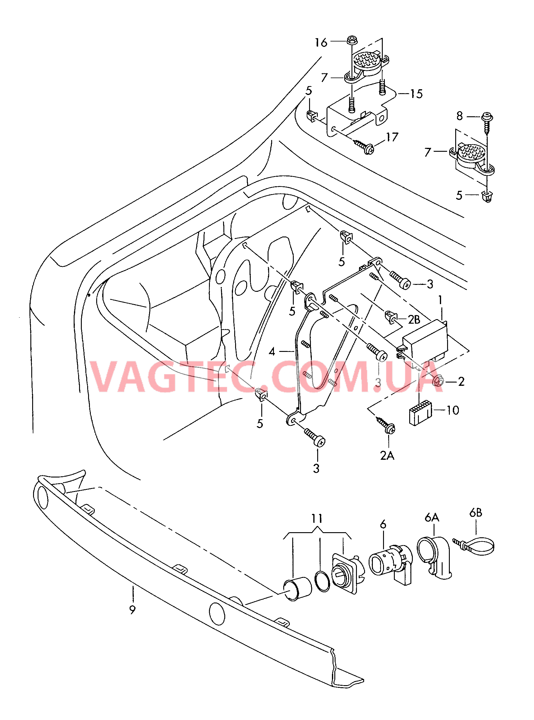 Парковочный ассистент  для AUDI A6Q 2002