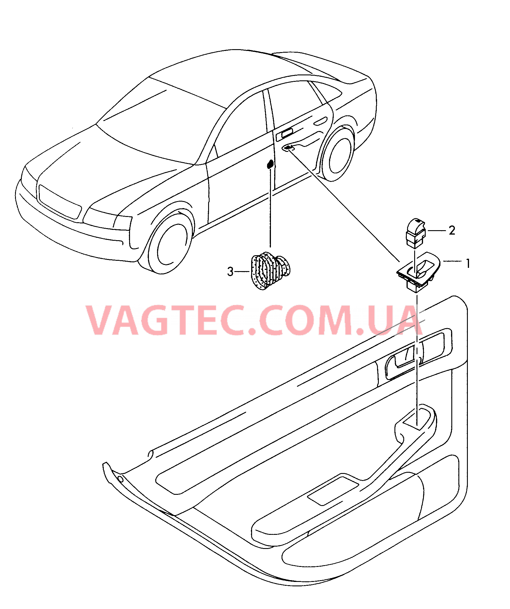 Выключатель в обивке двери  для AUDI A6Q 2002