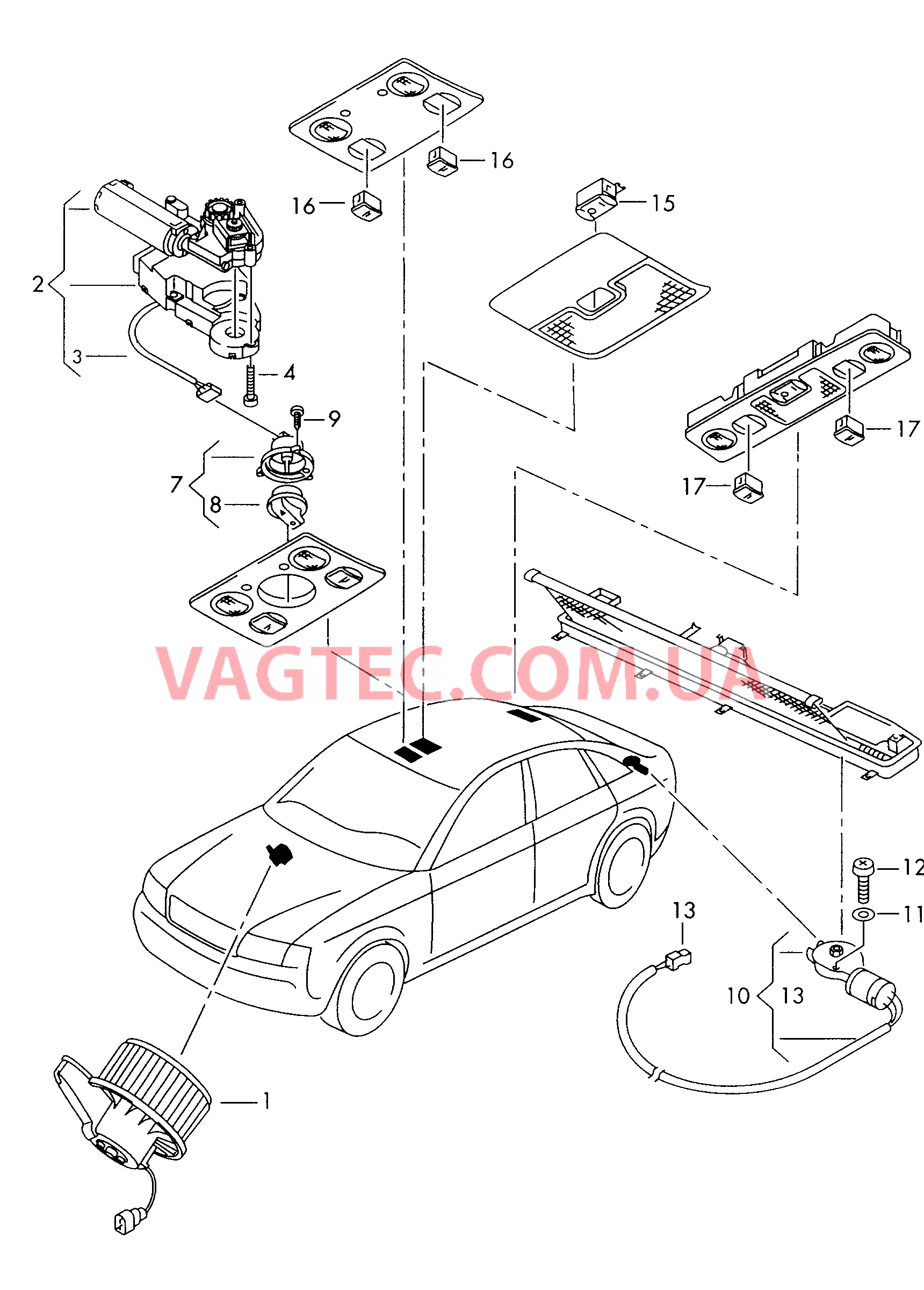 Мотор привода люка Мотор для солнецзащитн. штор.  для AUDI A6Q 2003