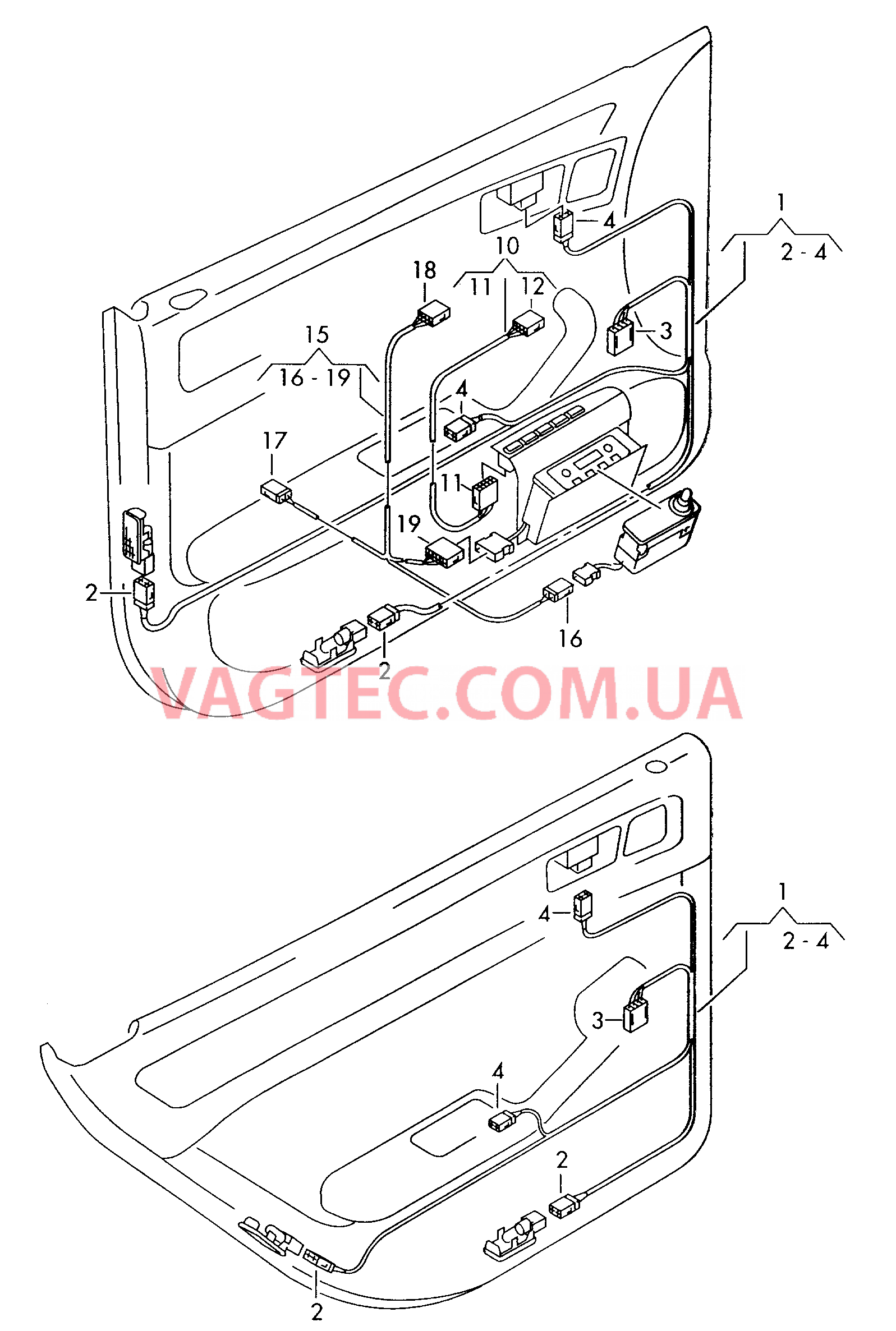 Жгуты проводов Обивка двери  для AUDI A6Q 2000