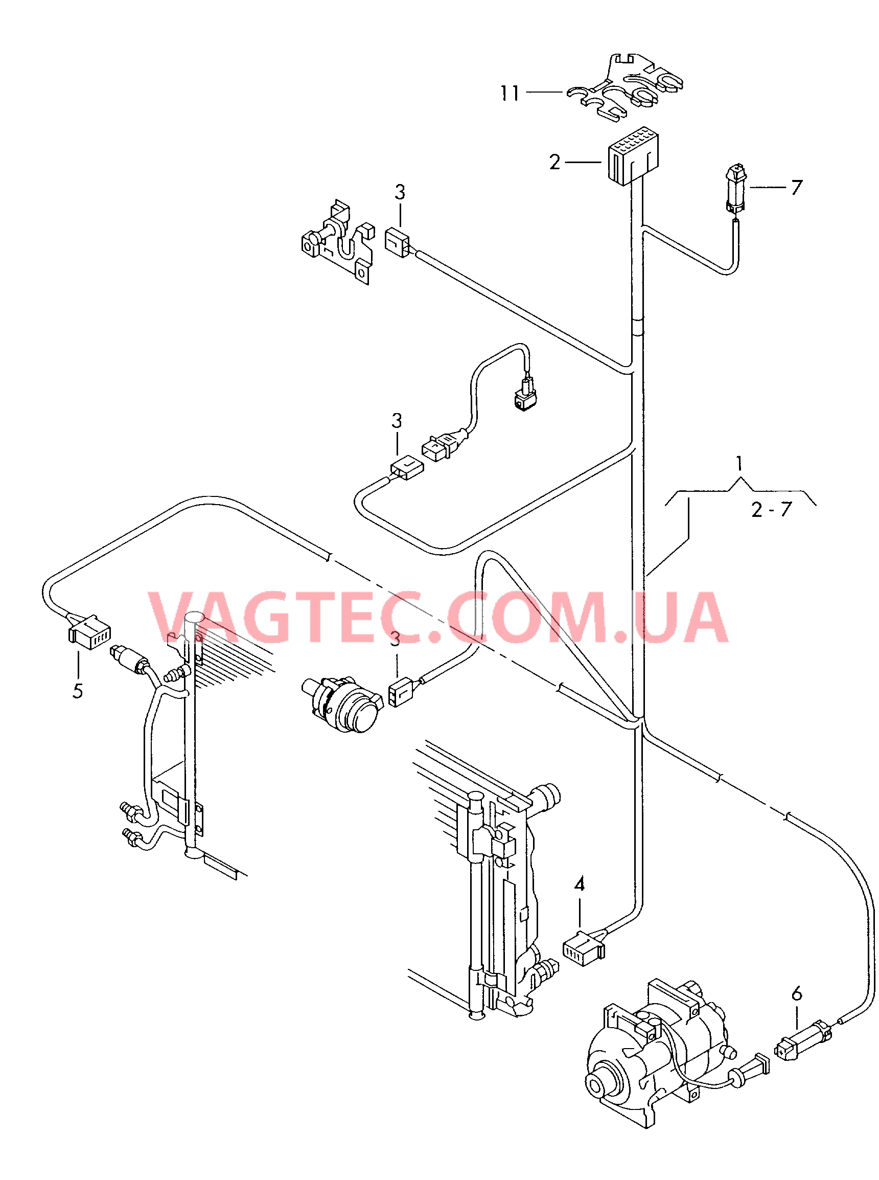 Кабель-адаптер для компрессора климатической установки  и Вентилятор радиатора для а/м с электрическим вакуумным насосом  Усилитель тормозного привода F 4B-1-041 001>>* для AUDI A6Q 2001