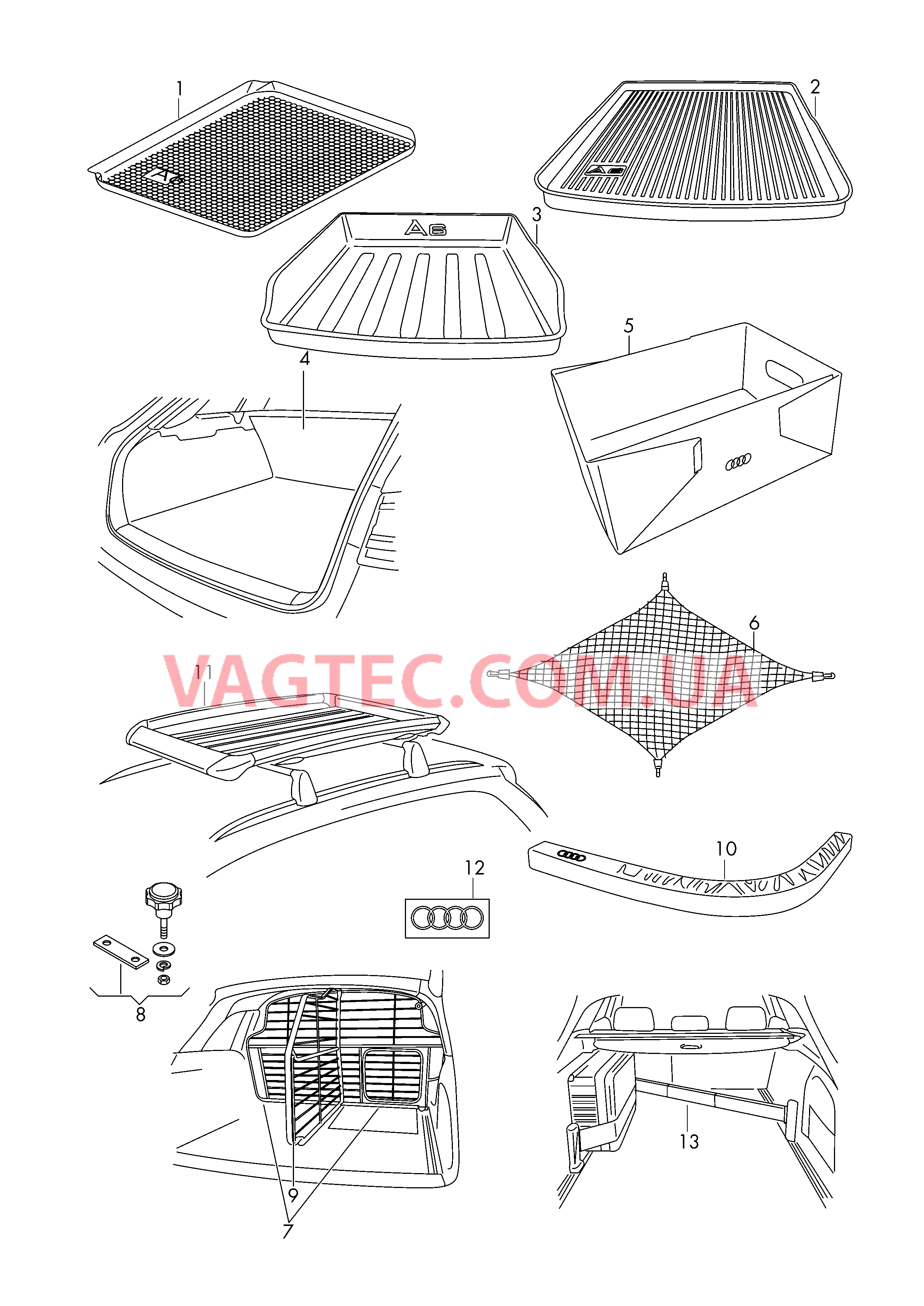 Оригинальные аксессуары для багажного отсека  для AUDI A6 2017