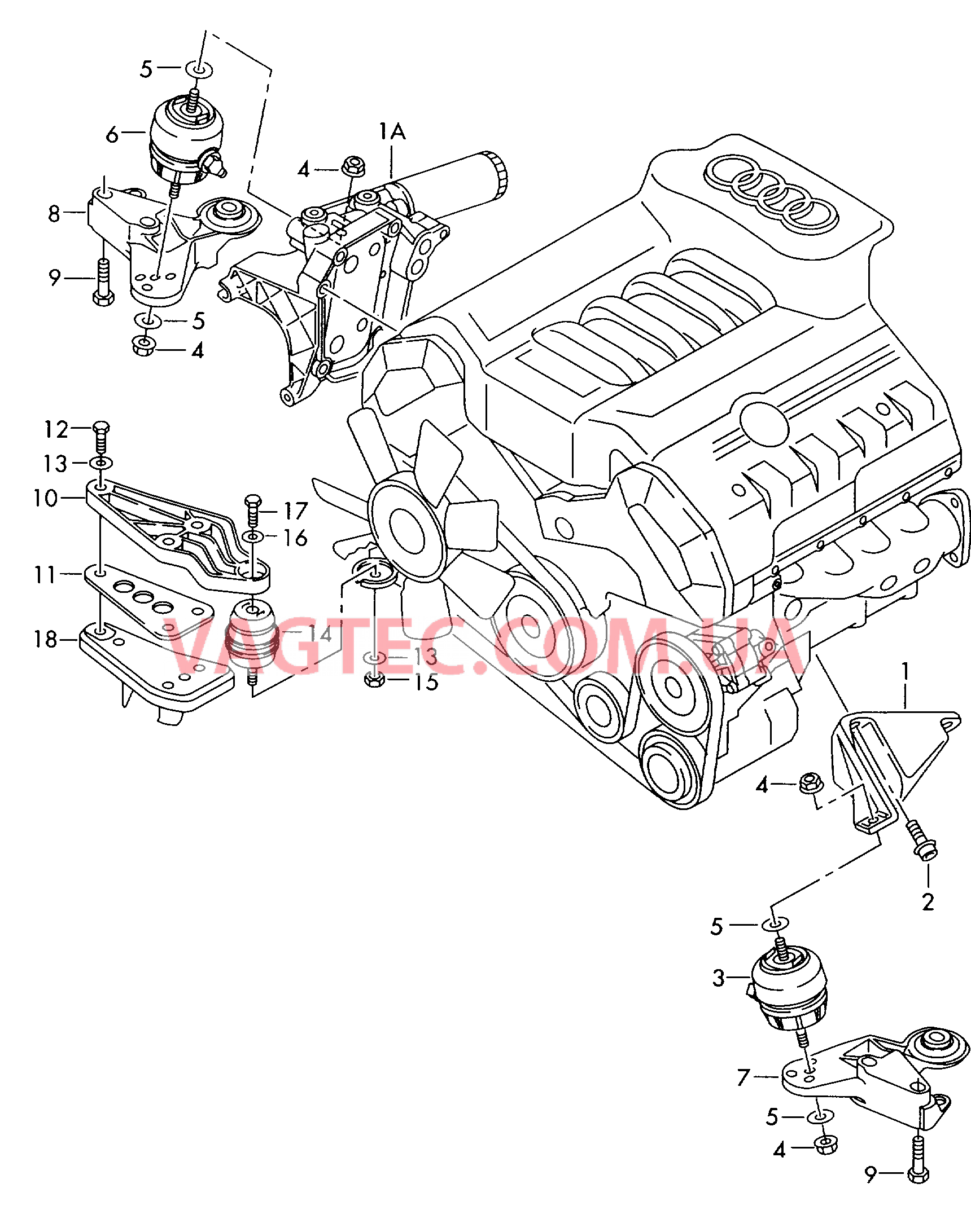 Детали крепежные для двигателя  для AUDI A6Q 2000