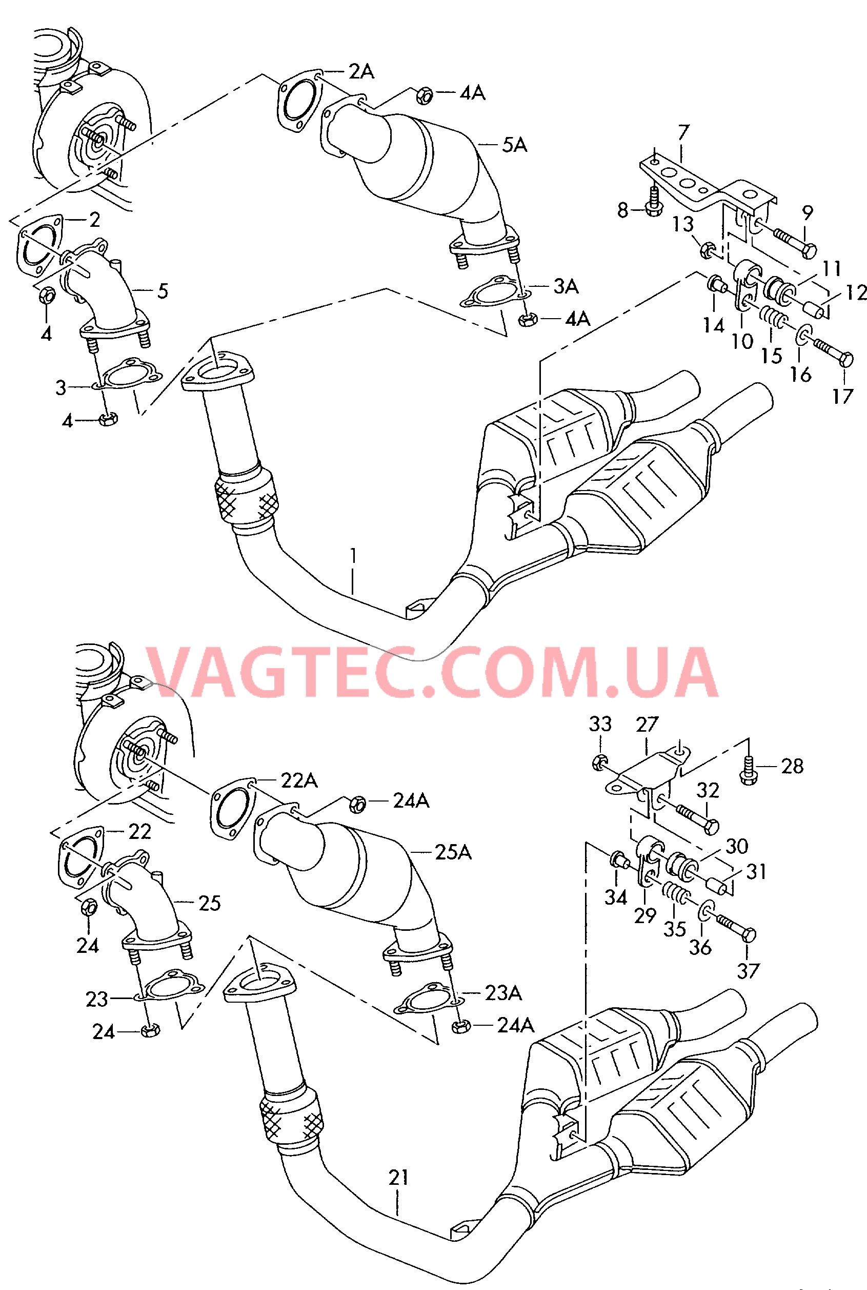 Труба выпуска ОГ с нейтрализат Промежуточная труба  для AUDI A6Q 2001