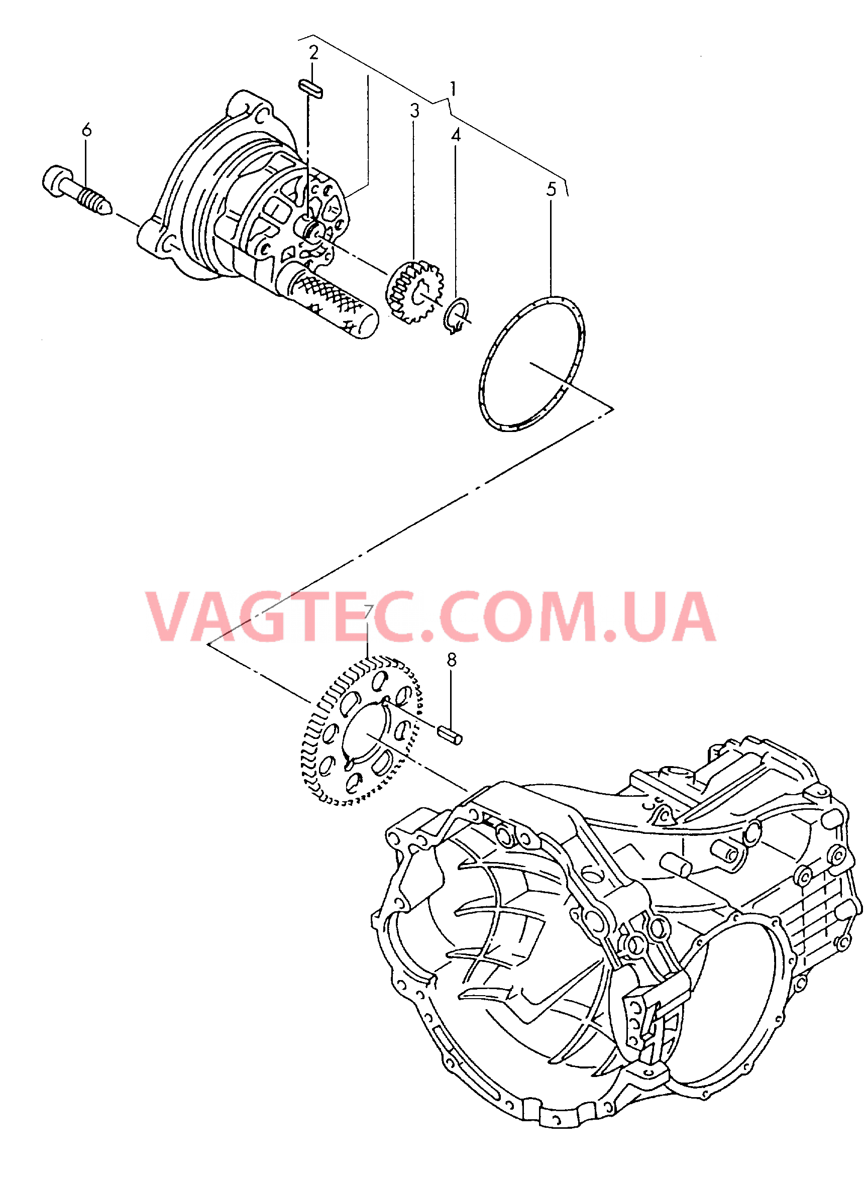 Насос, масляный для 6-ступен. механической КП  для AUDI A6Q 2004