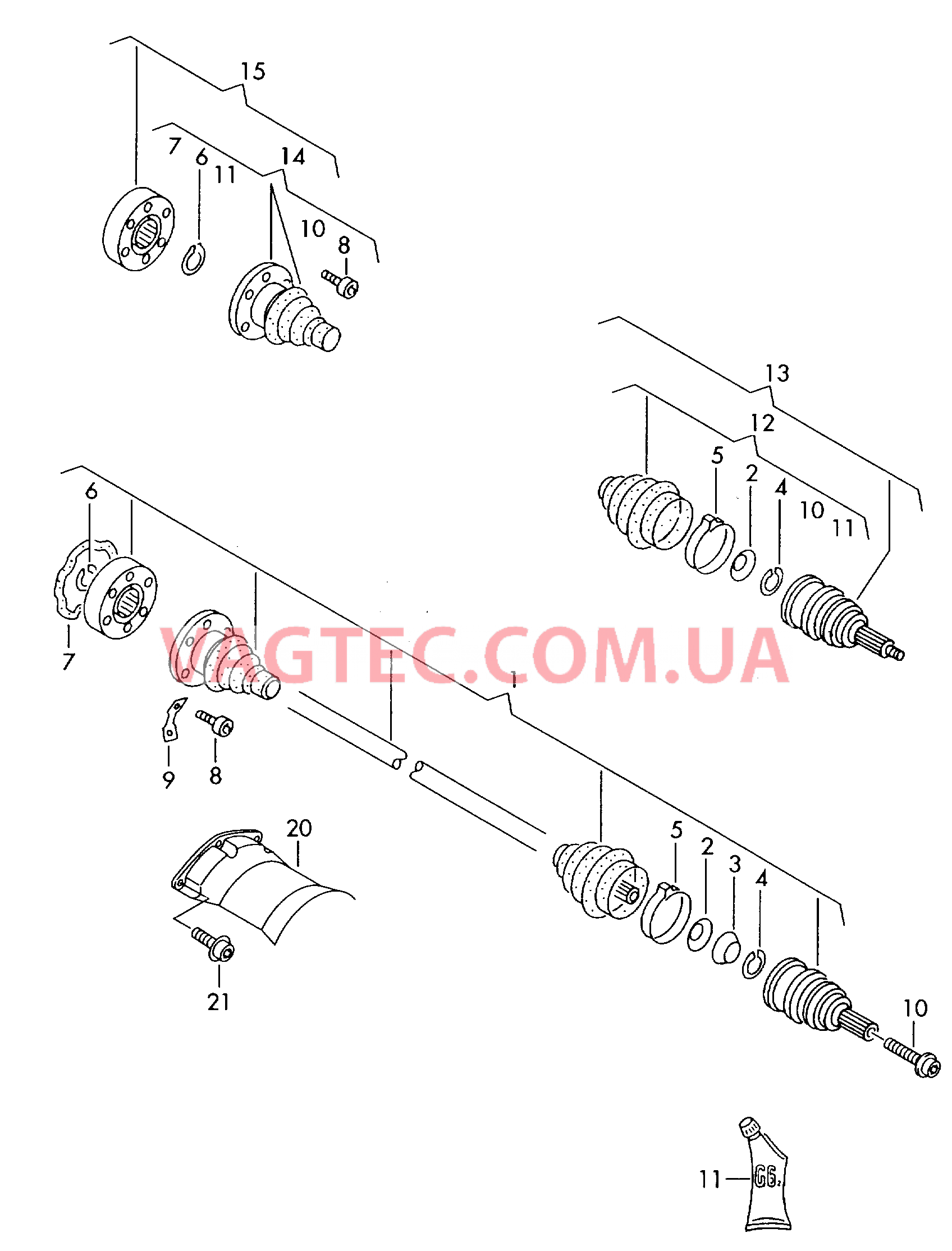 Приводной вал Задняя ось исп.вместе с позицией(-ями):  для AUDI A6Q 2004