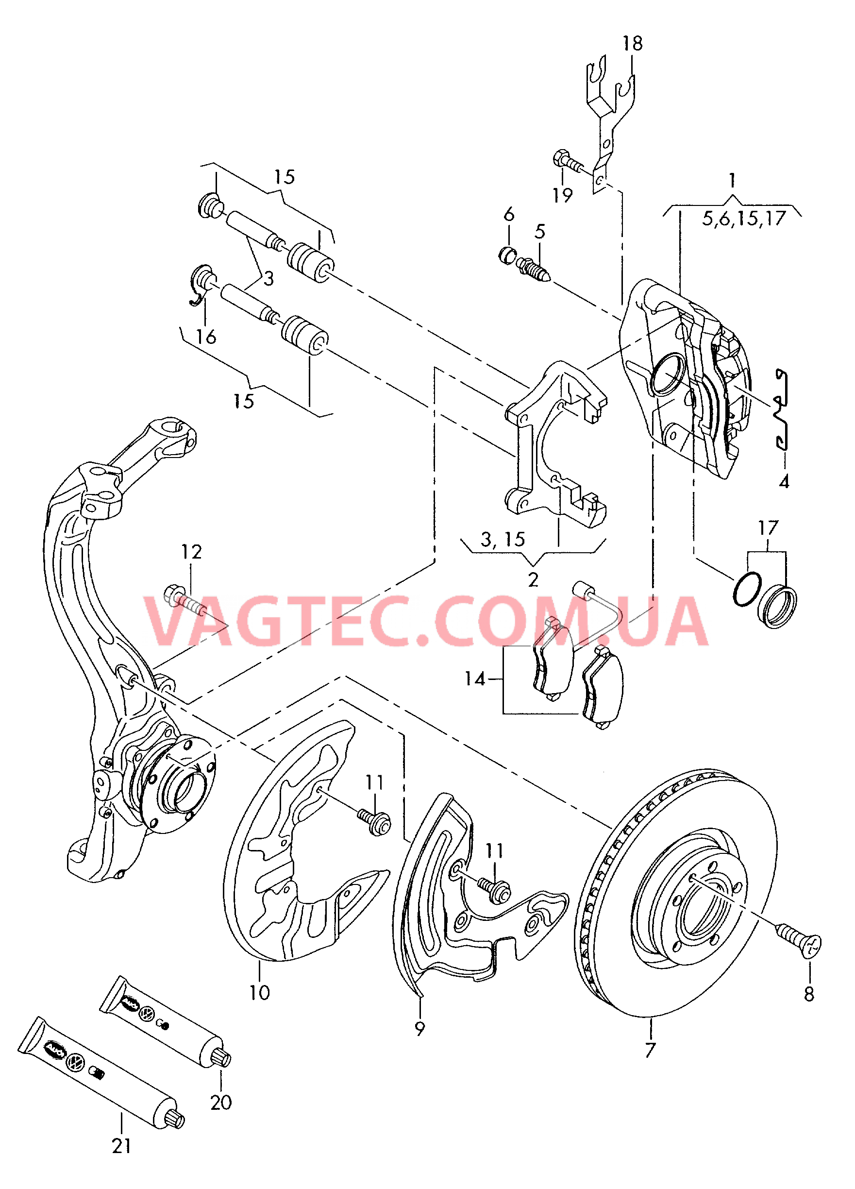 Торм. мех. с плав. суппортом Тормозной диск (вентилир.)  для AUDI A6 2002