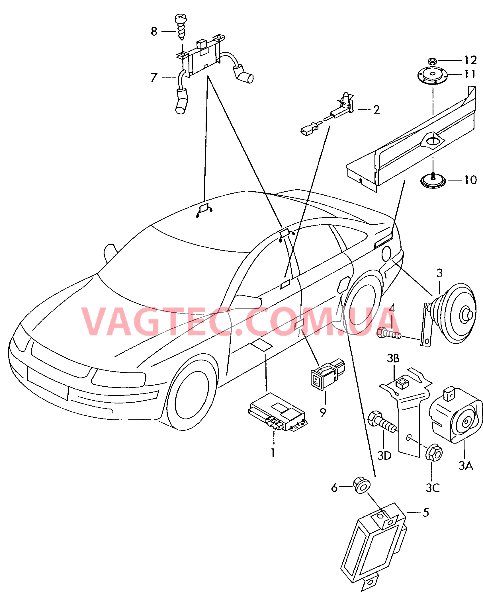 Противоугонная система Кнопка электрического привода замка багажного отсека  для AUDI RS6 2004