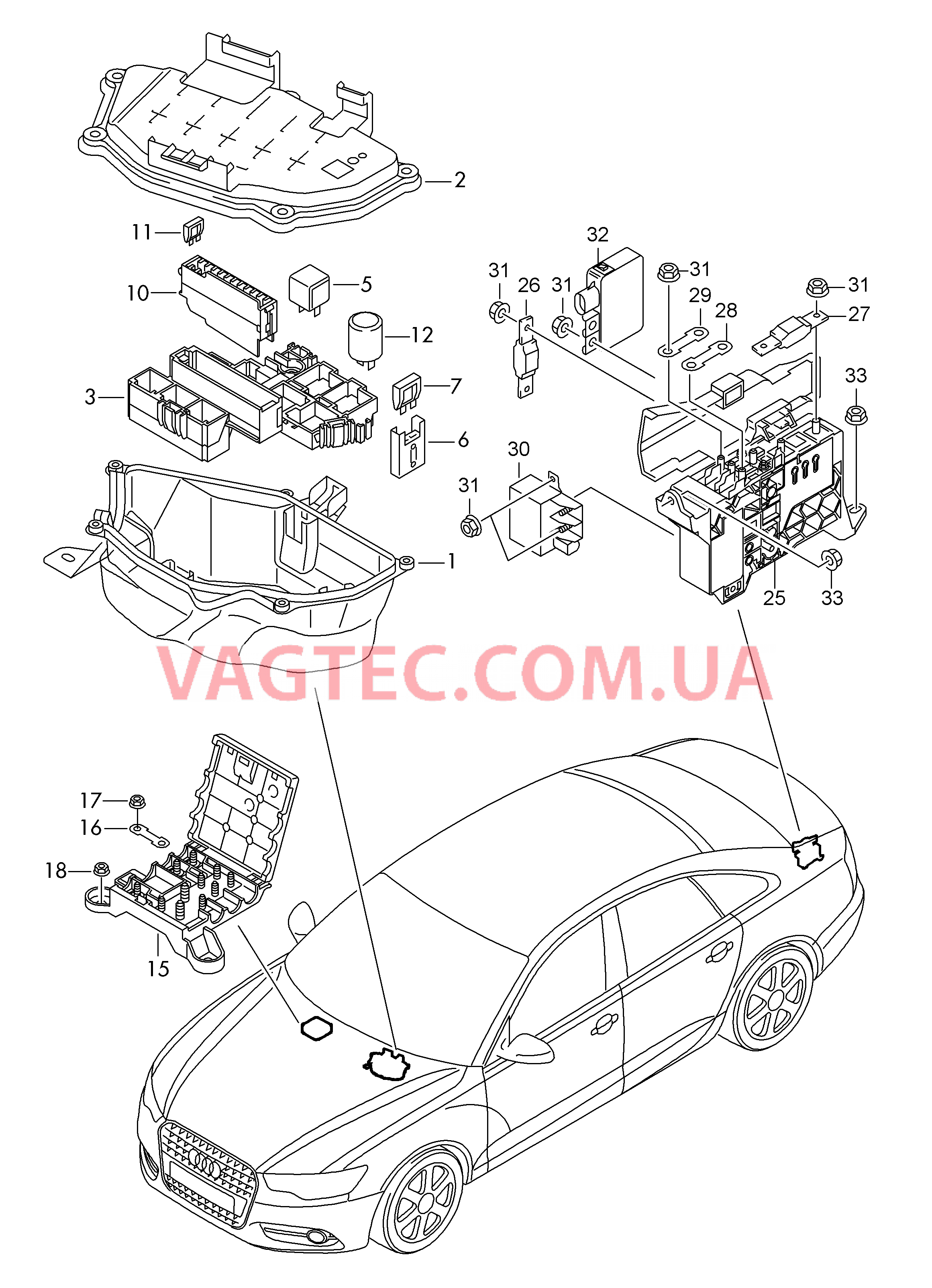 Колодка реле и реле Распределитель потенциала  для AUDI A6 2014