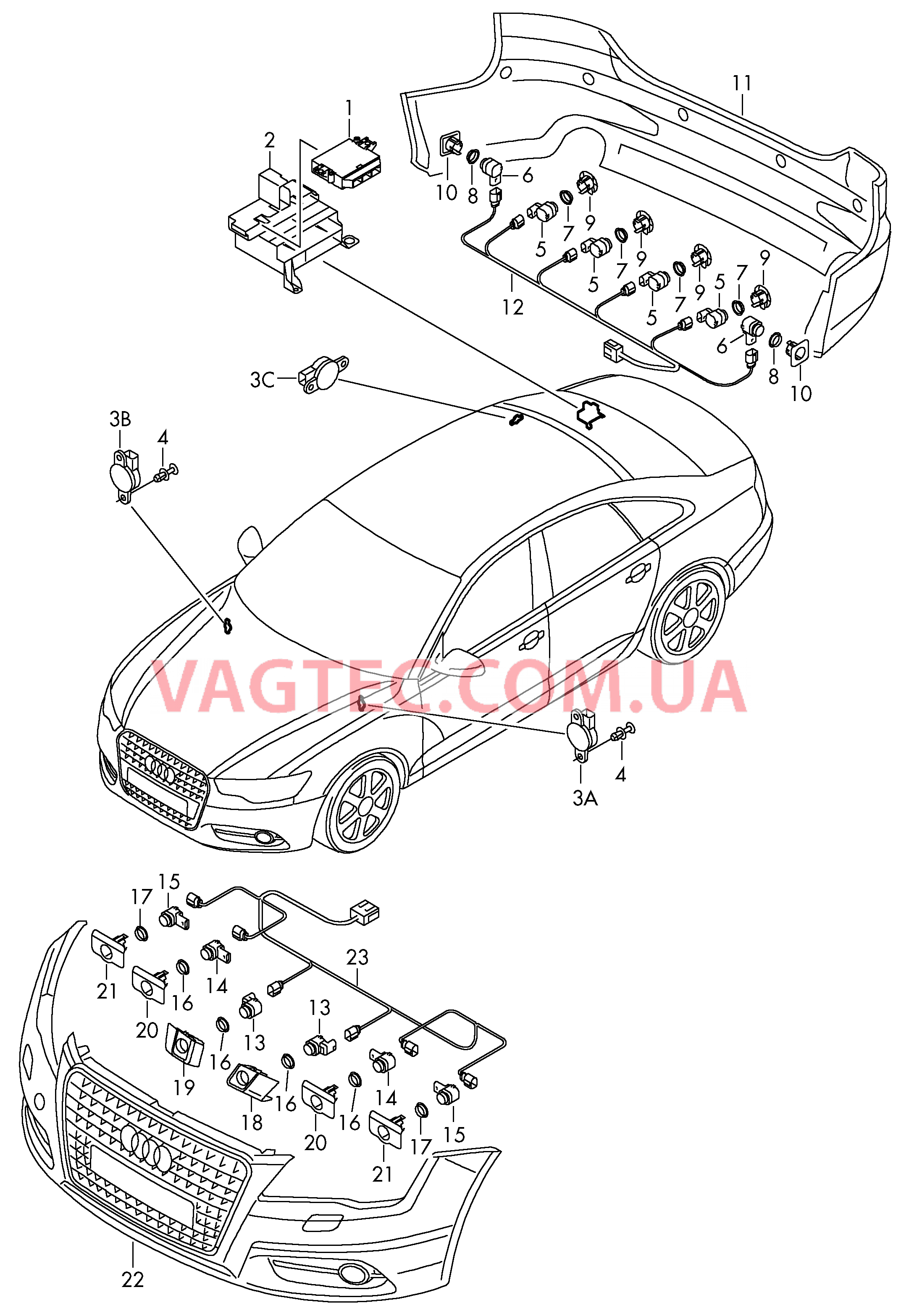 Парковочный ассистент  для AUDI A6Q 2012