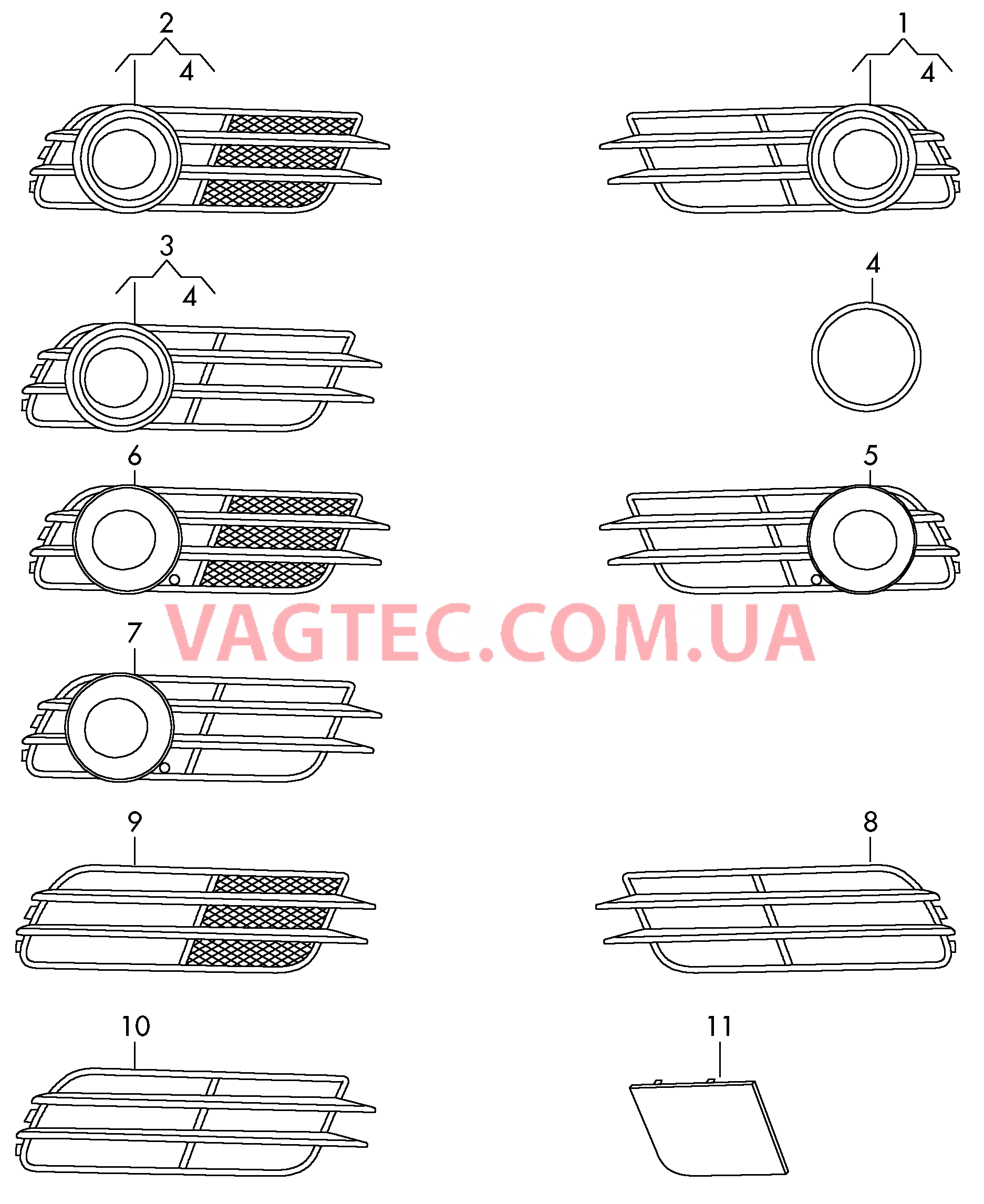 Решетка, воздухонаправляющая  для AUDI A6 2011-1