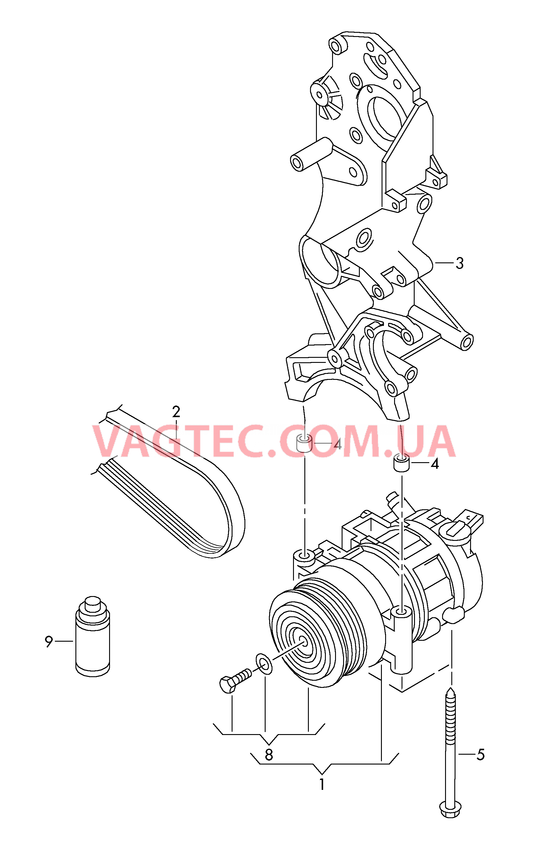 Компрессор климатической уст. Детали соединительные и крепежные для компрессора  для AUDI A6 2011-1