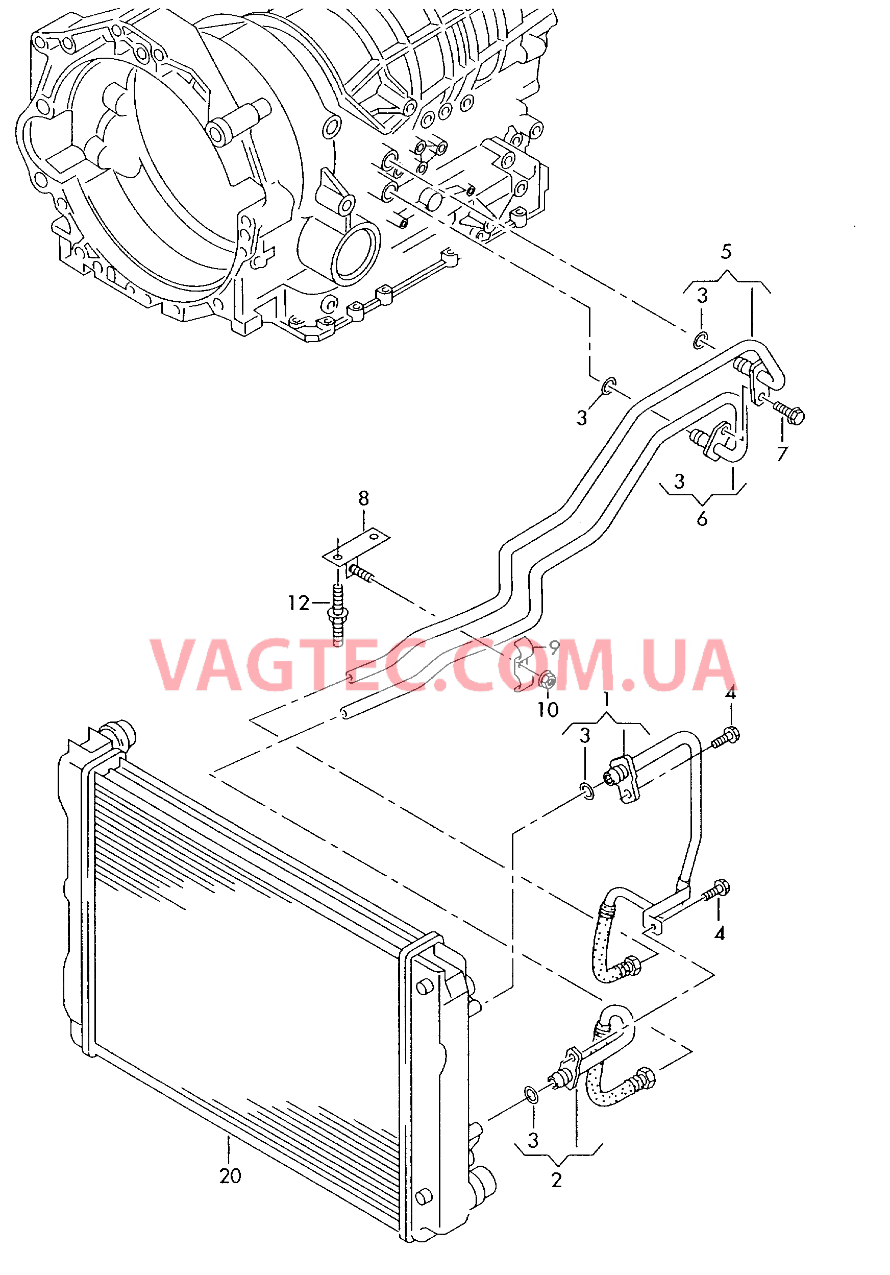 Напорный маслопровод для охлаждения масла коробки передач  6-ступенчатая АКП  для AUDI A6Q 2005-1