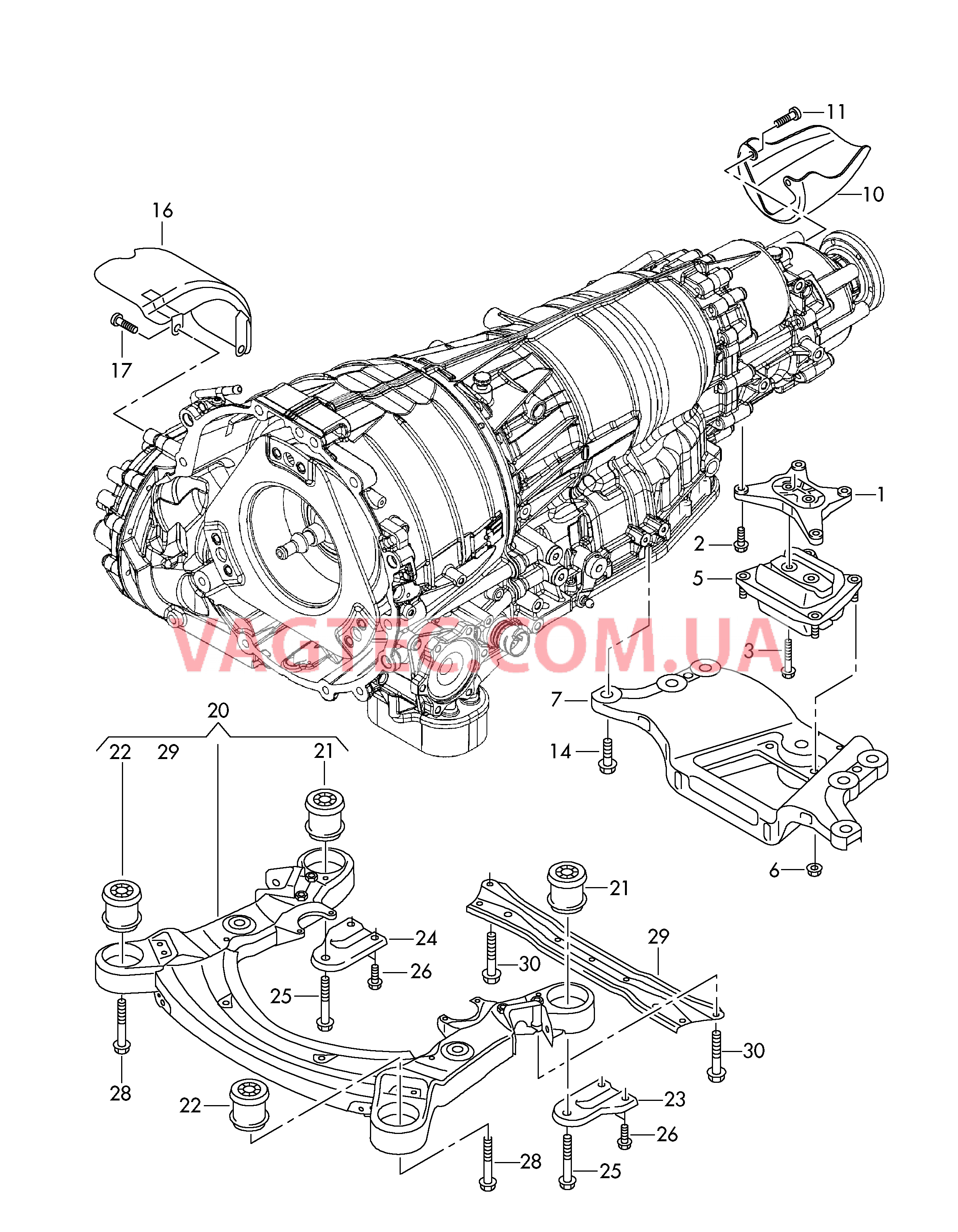 Подрамник Детали крепежные для КП для 6-ступенчатой АКП  для AUDI A6AR 2007