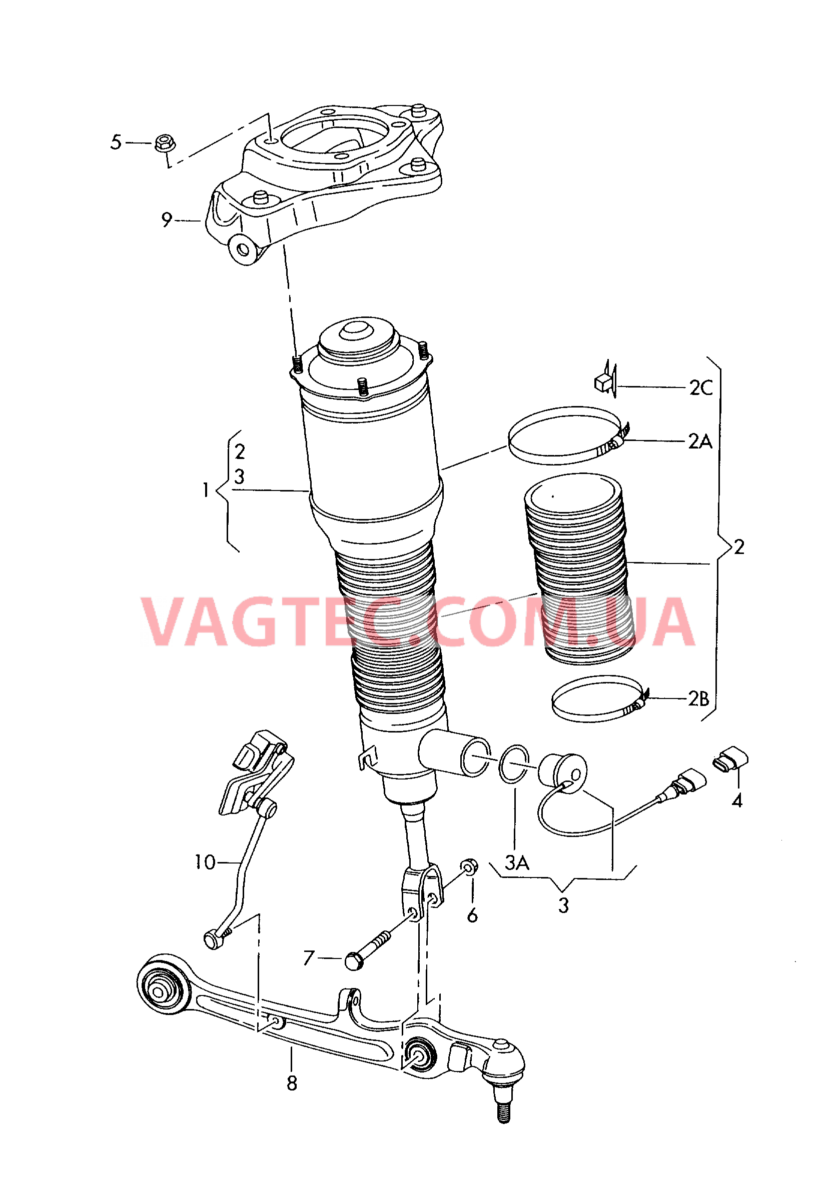 Пневматическая стойка Cмотри руководство по ремонтуходовая часть  для AUDI A6Q 2010