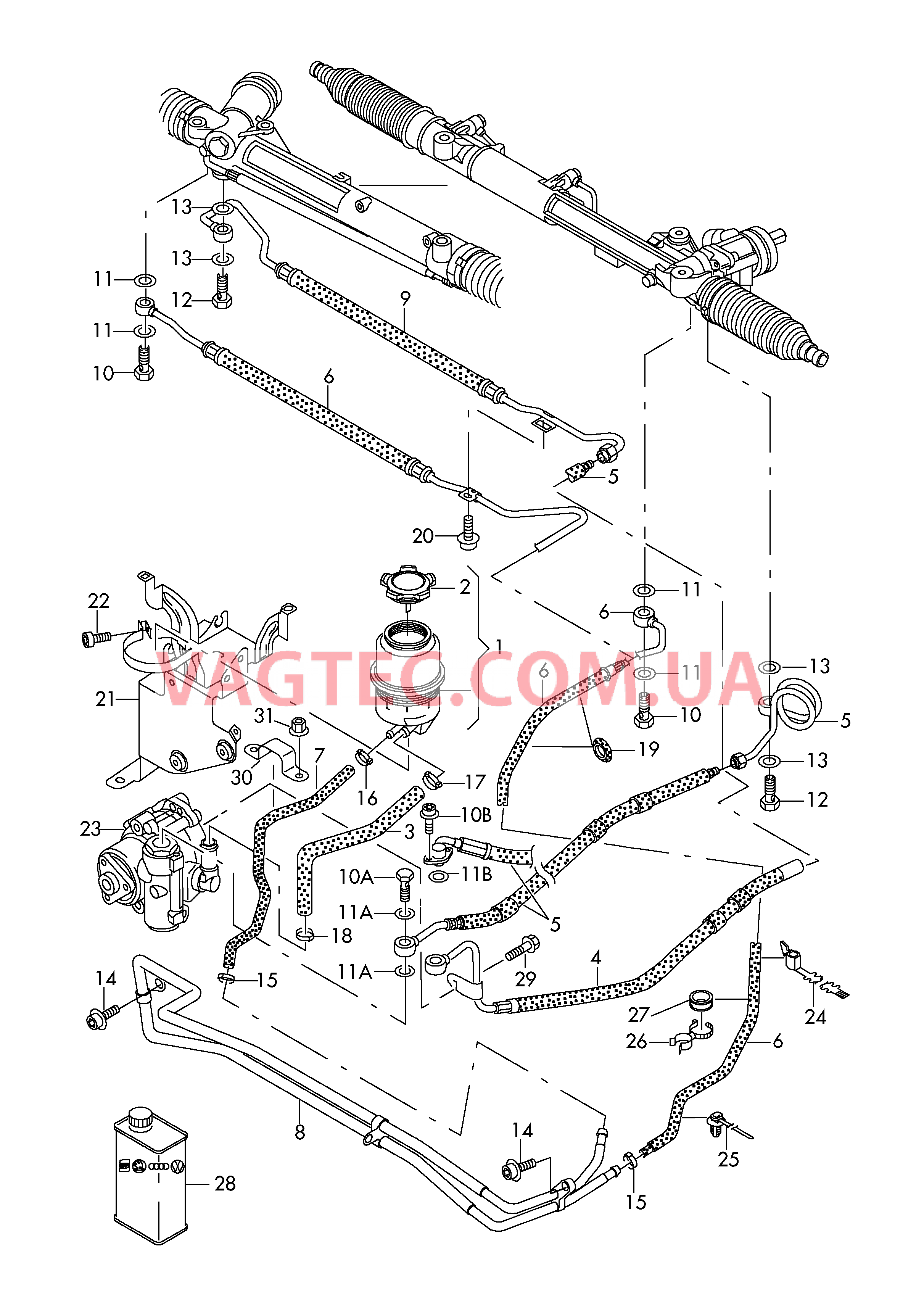 Масляный бачок с соединительными деталями, шлангами  для AUDI A6 2011