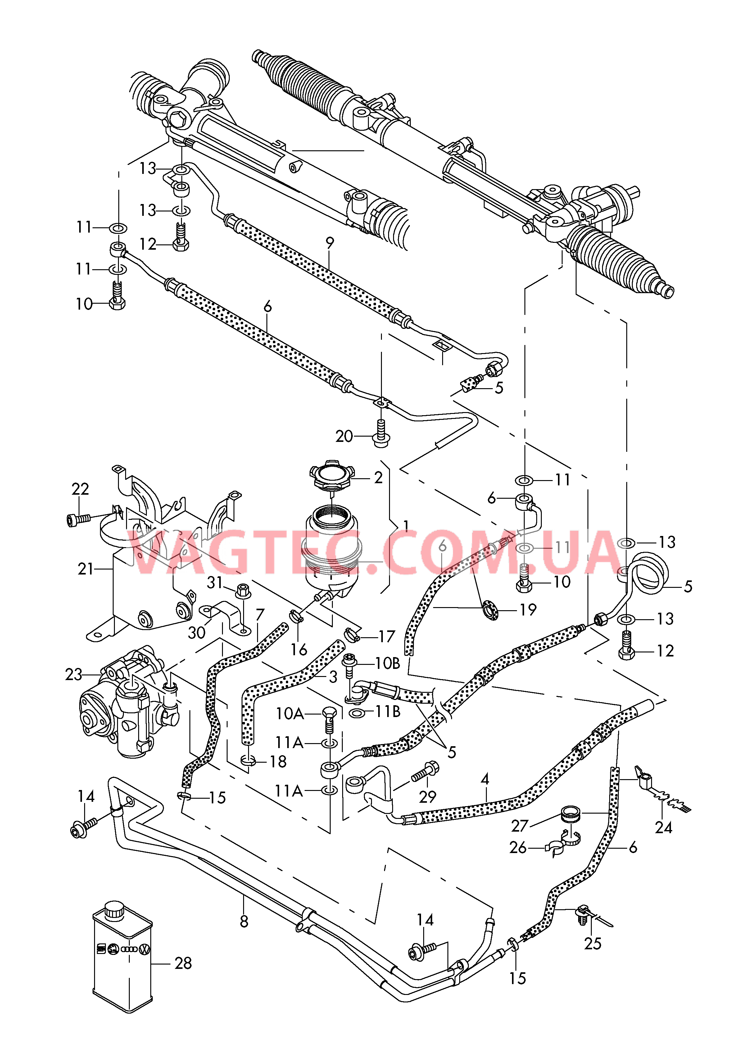 Масляный бачок с соединительными деталями, шлангами  для AUDI A6AR 2008