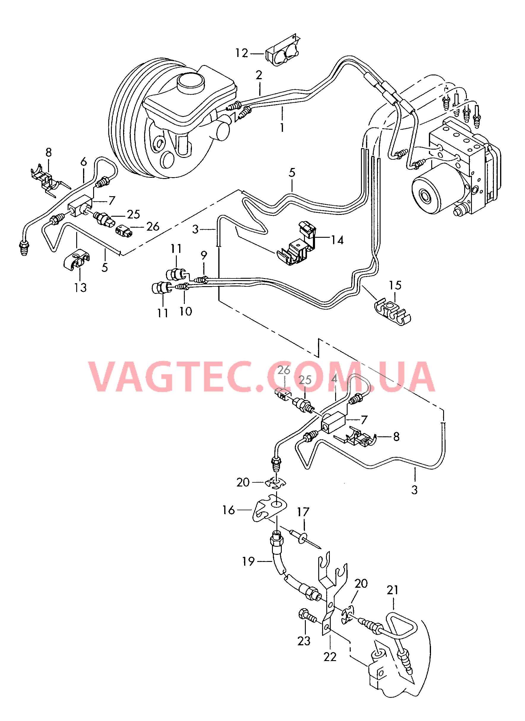 Тормозная трубка Тормозной шланг для автомобилей, оборудованнных круиз-контролем и автоматич. регулятором дистанции  для AUDI A6Q 2005-1