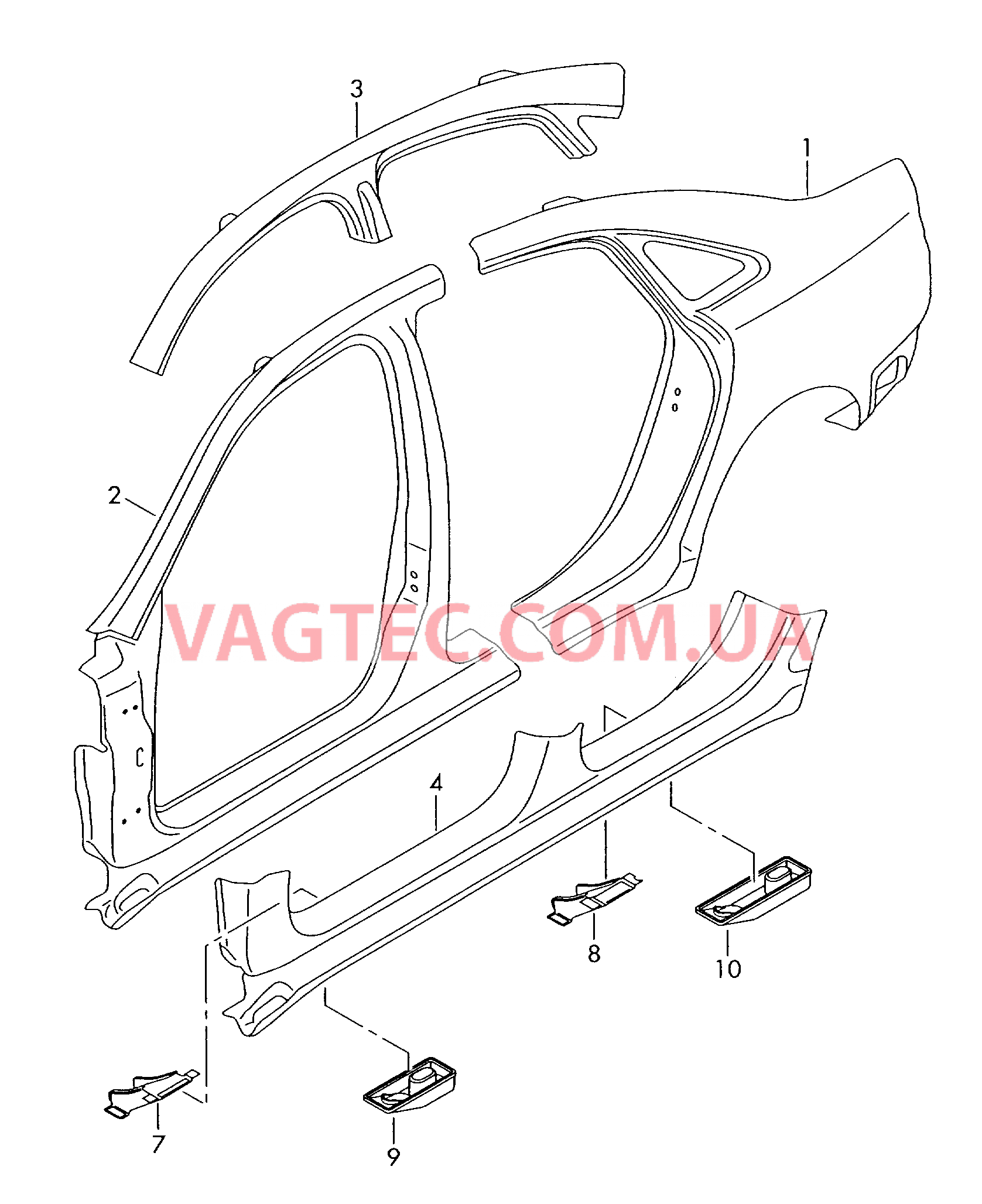 Деталь боковая Отрезная деталь боковина  для AUDI A6 2005-1