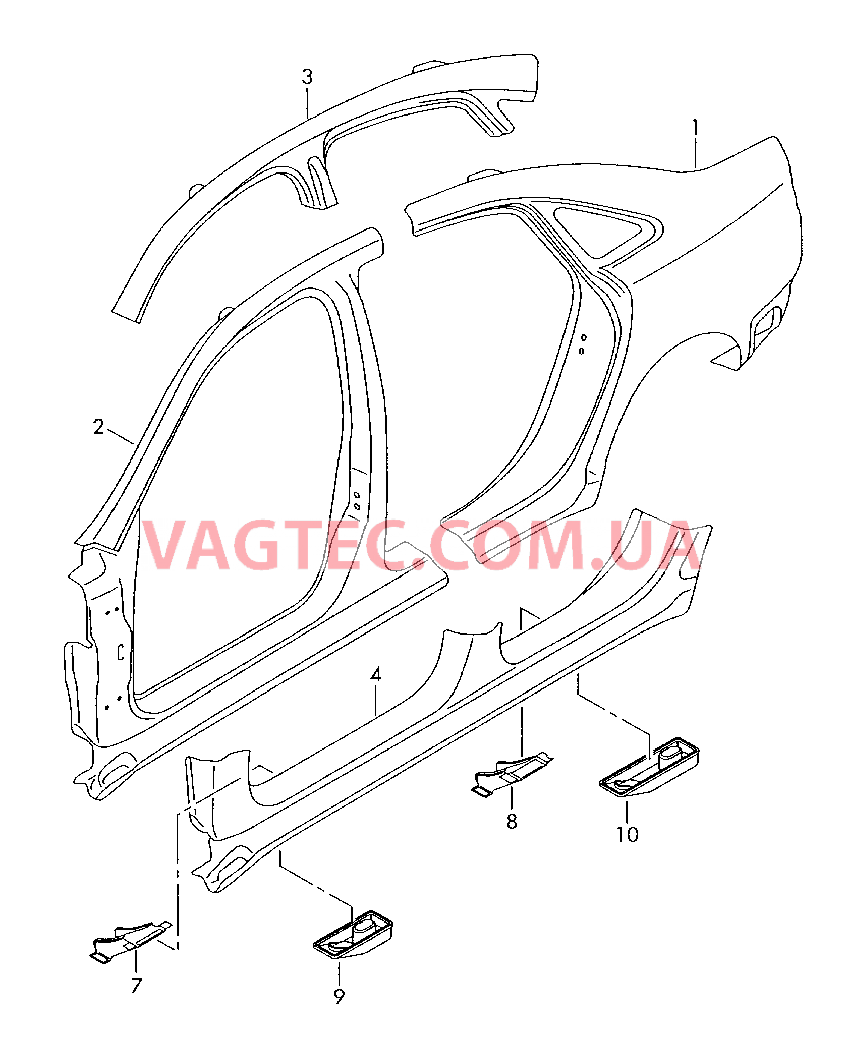 Деталь боковая Отрезная деталь боковина  для AUDI A6 2008