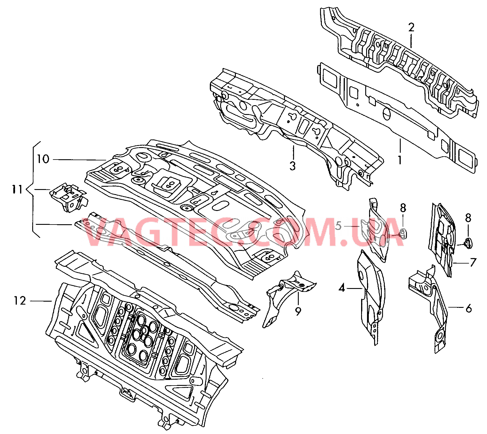 Задняя панель Cтенка задняя  для AUDI A6 2008