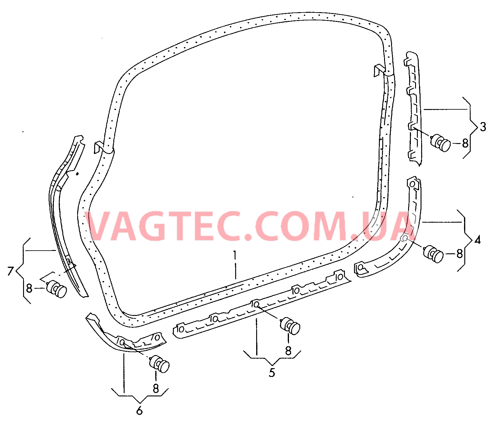 Уплотнитель двери снаружи Накладка, крепежная  для AUDI A6 2005-1