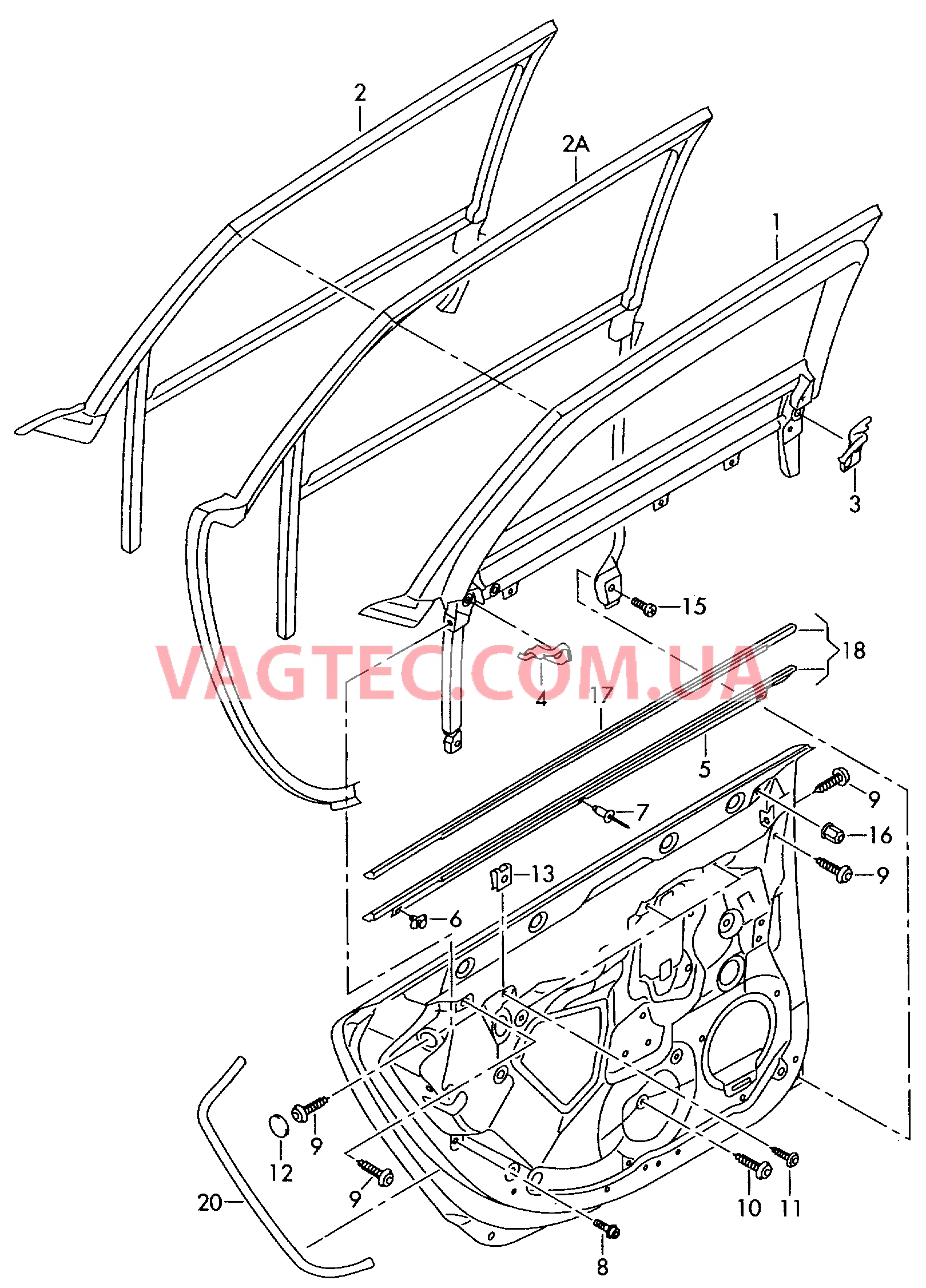 Основание для деталей и узлов двери с рамкой стекла двери  Уплотнитель двери  для AUDI A6 2009