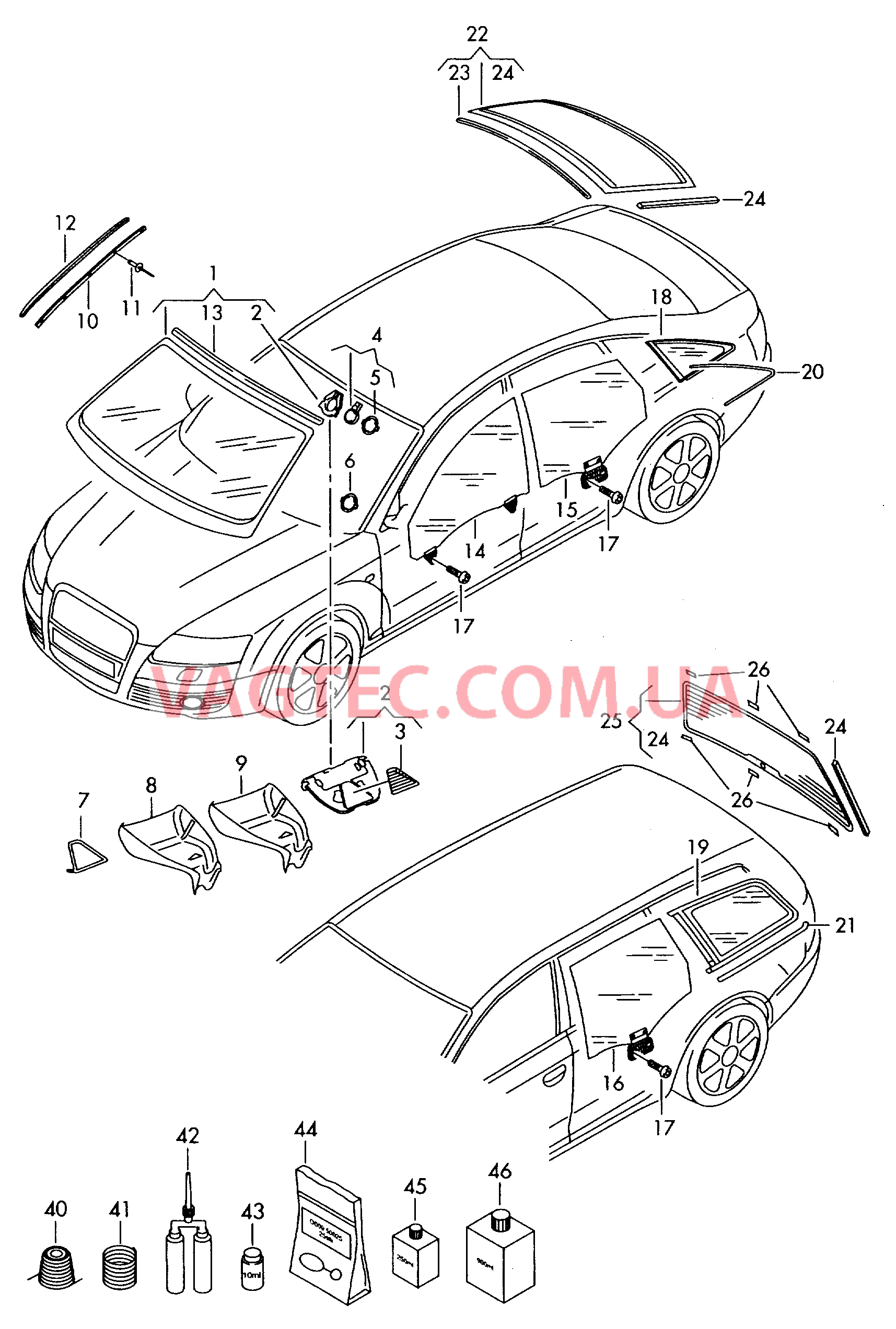 Заднее стекло  для AUDI A6Q 2009