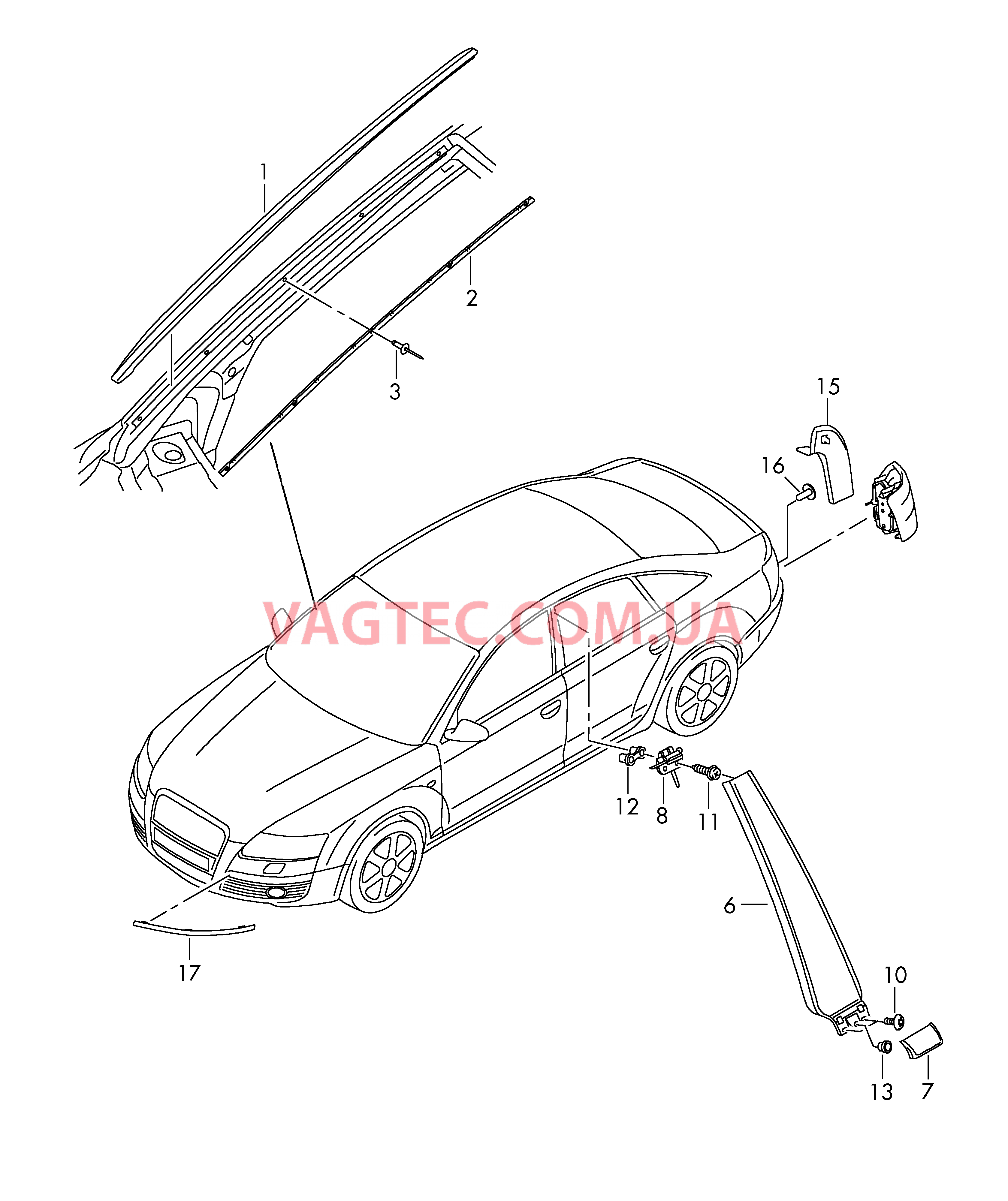 Водоотводящий щиток Накладки на стойки Кожух водосточного желоба Молдинг бампера  для AUDI A6Q 2005-1