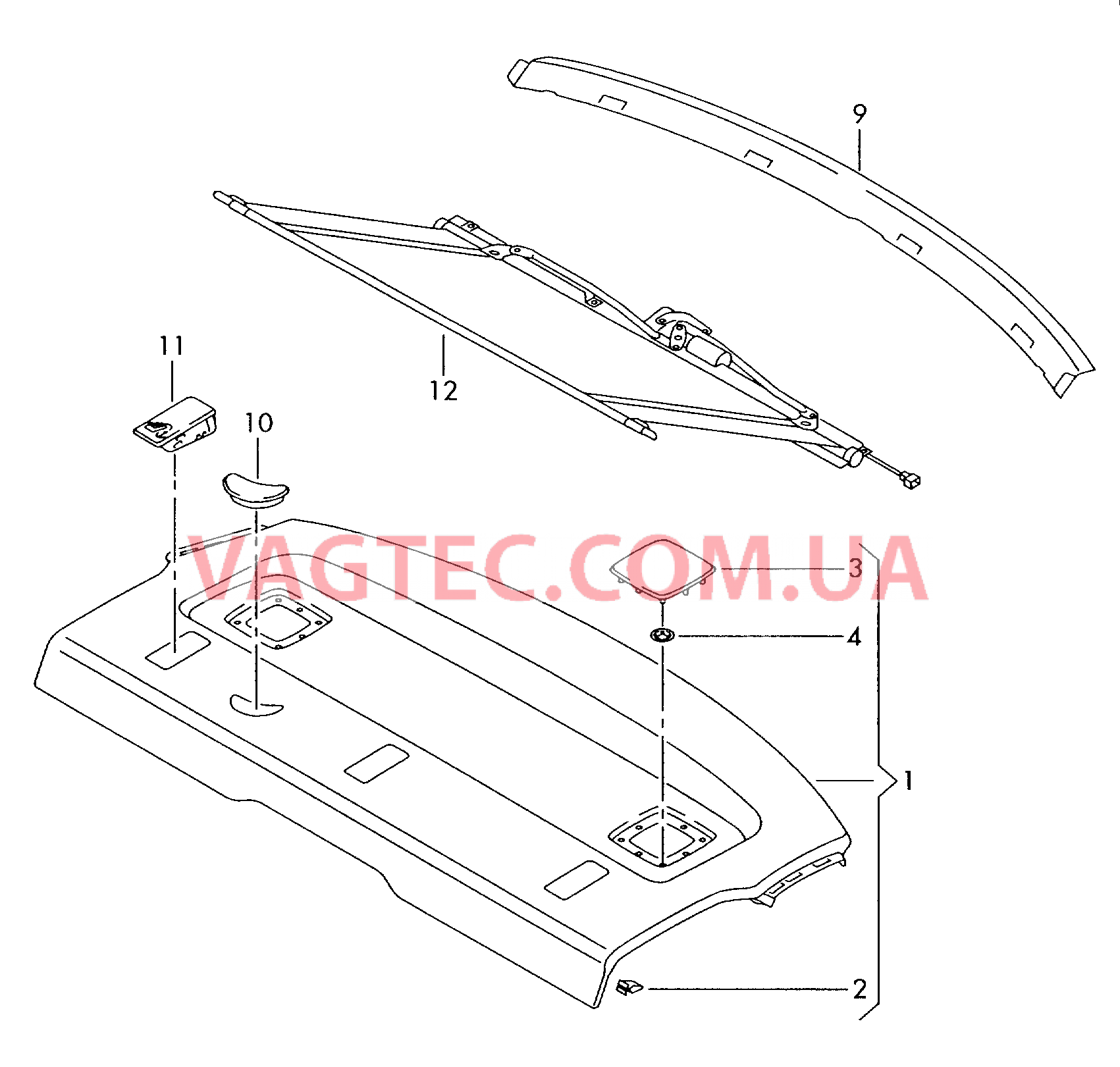 Обивка задней полки .  для AUDI A6Q 2009