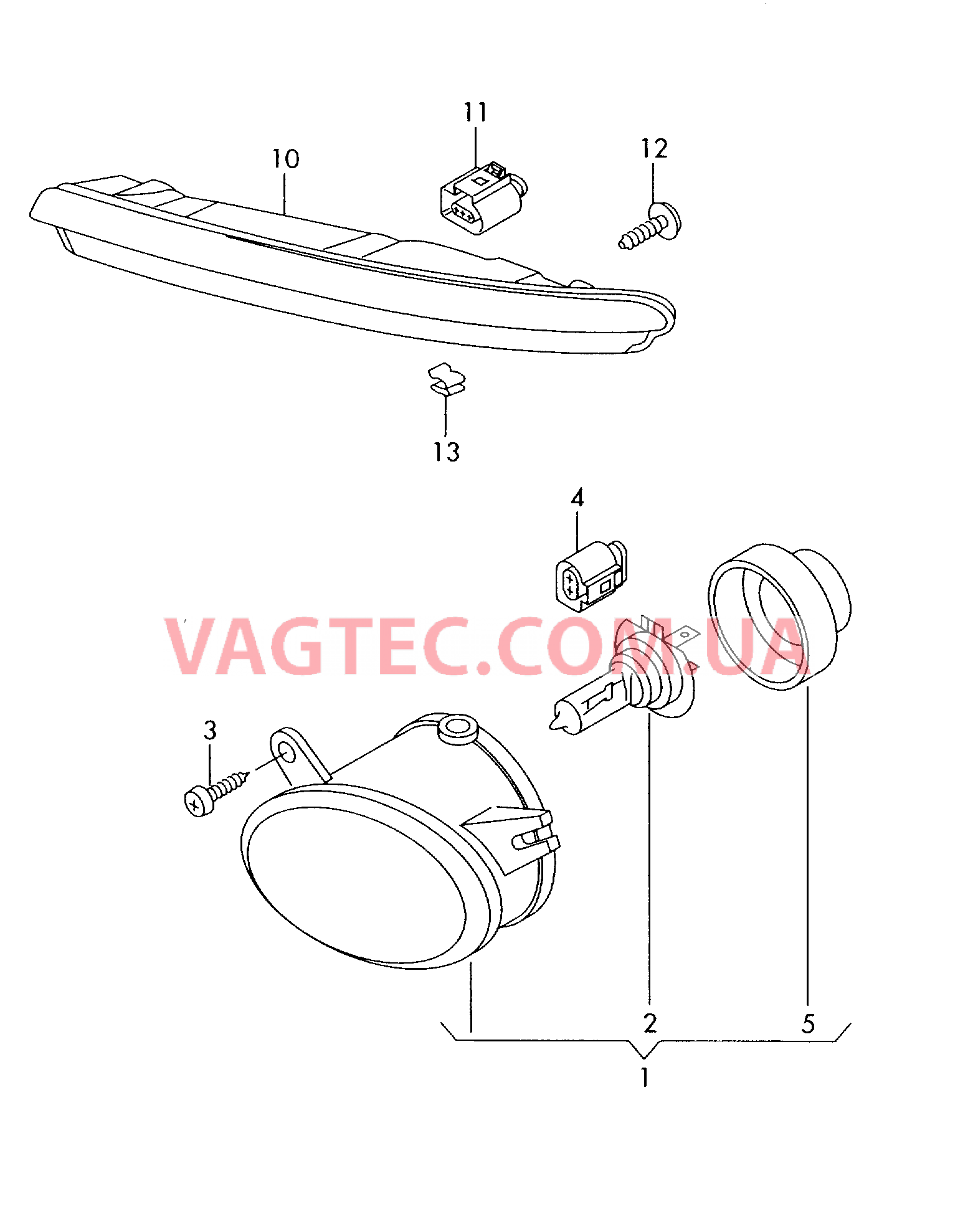 Галоген. противотуманная фара LED-секции днев. реж. освещен.  для AUDI A6 2008