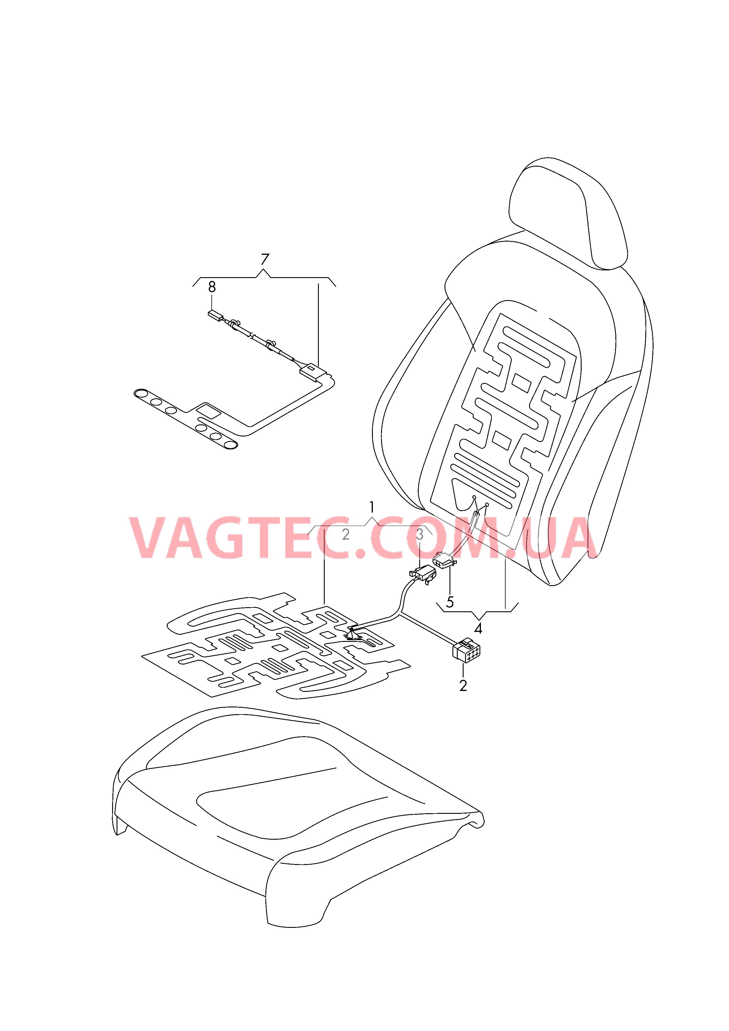Нагревательный элемент спинки и подушки сиденья  Вставка распознавания занятости сиденья  для AUDI A6 2005-1