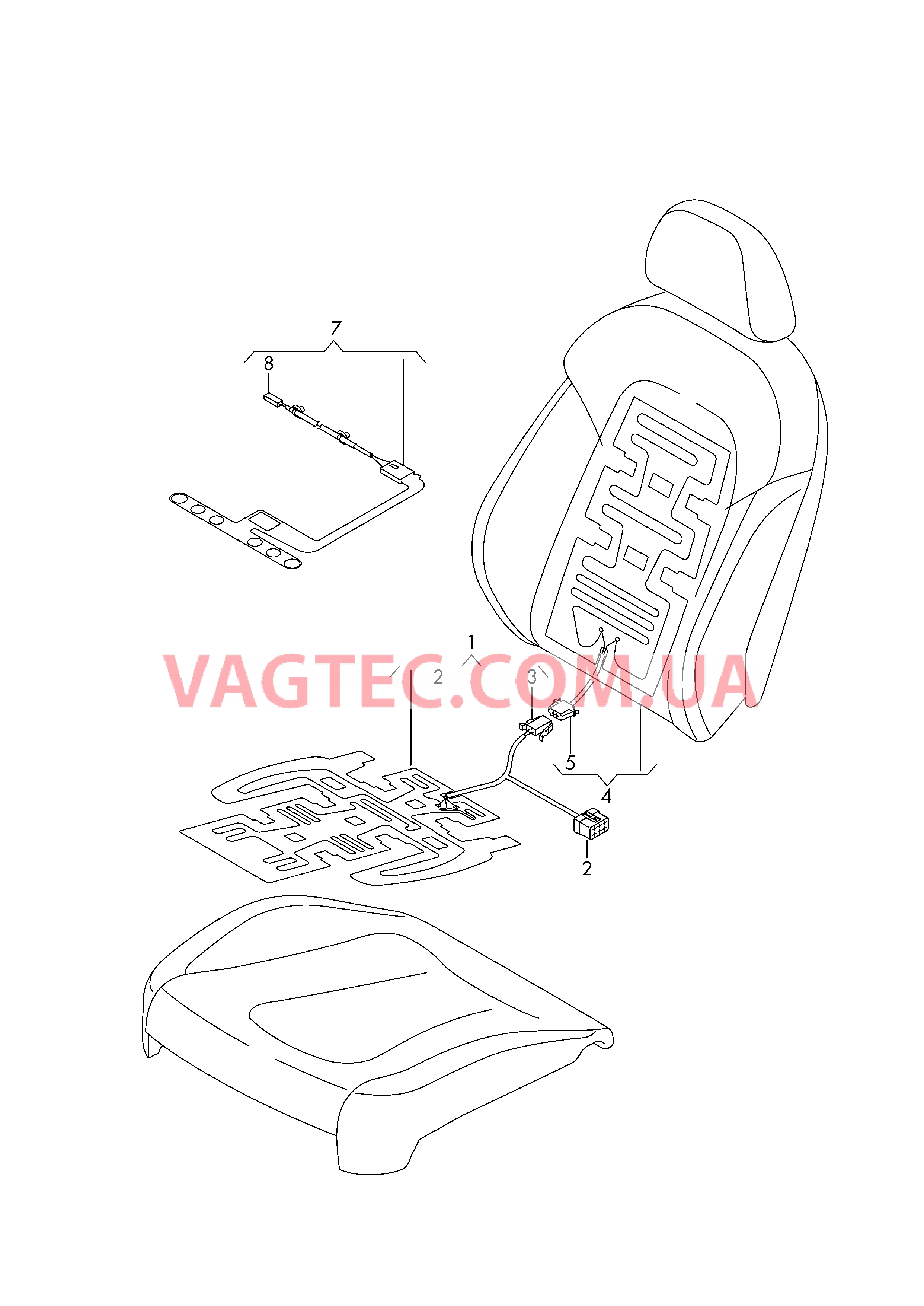 Нагревательный элемент спинки и подушки сиденья  Вставка распознавания занятости сиденья  для AUDI A6Q 2008