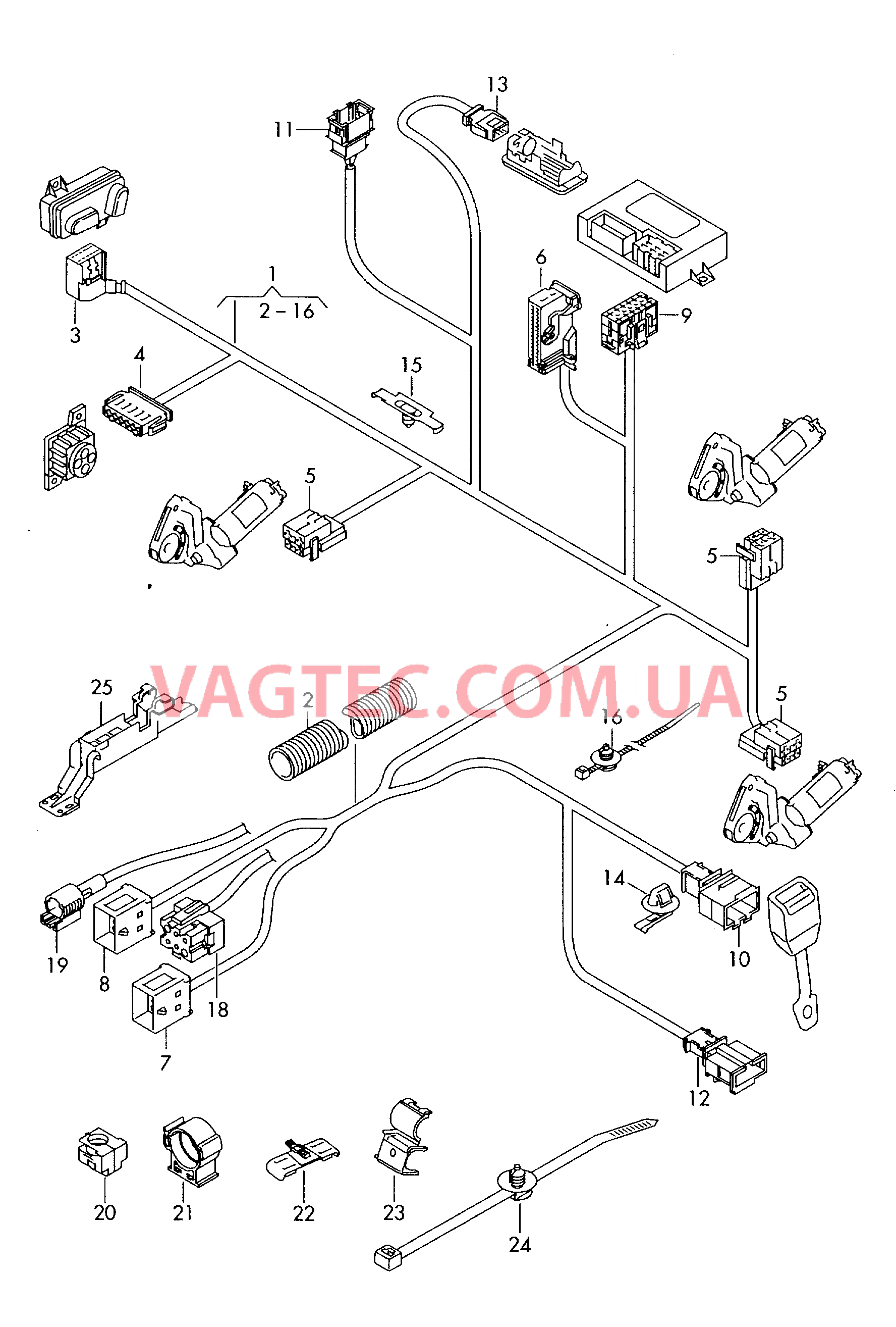 Жгут проводов каркаса сиденья  F 4F-7-025 001>>* для AUDI A6AR 2007