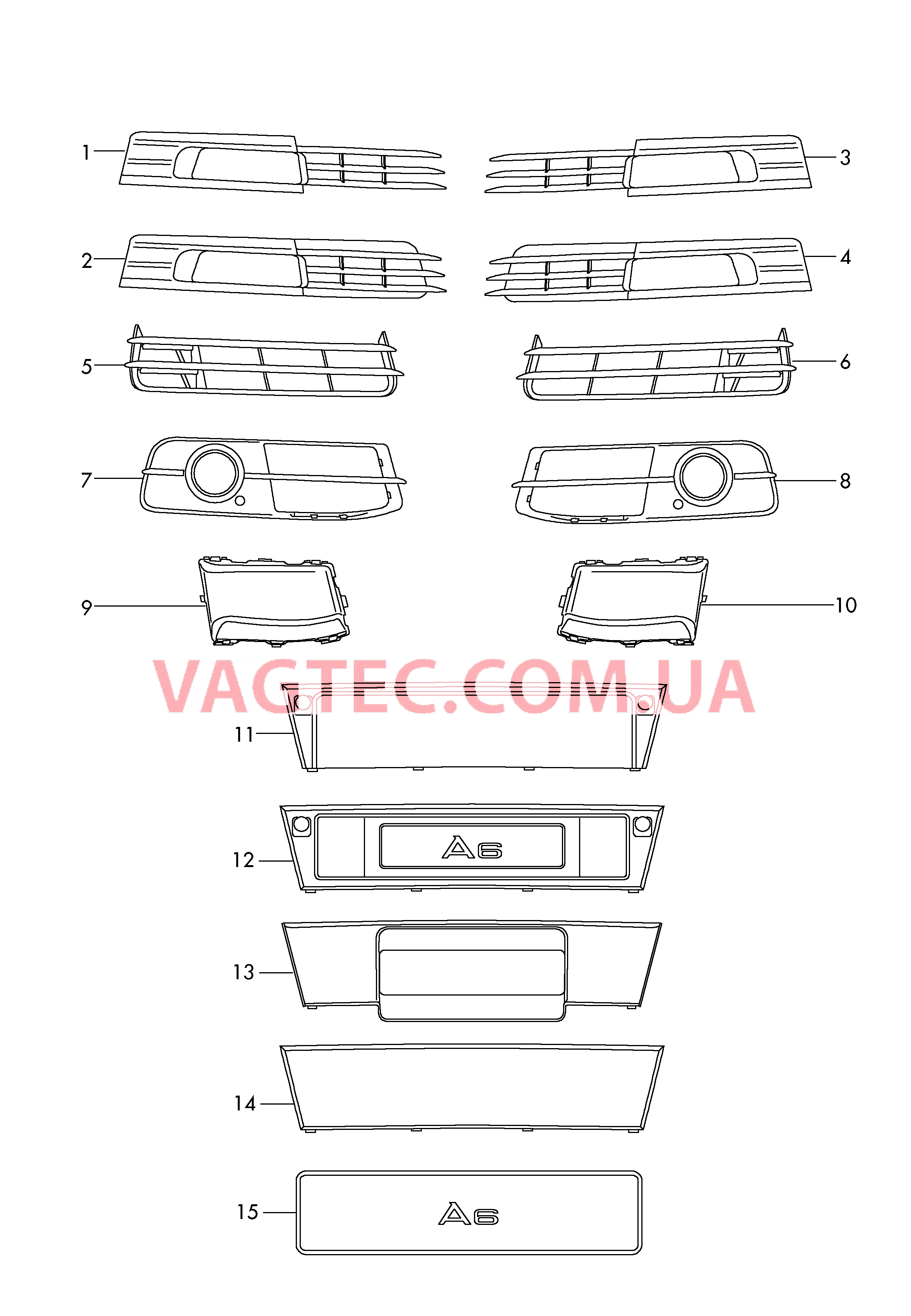 Решетка, воздухонаправляющая Кронштейн номерного знака  для AUDI A6Q 2009